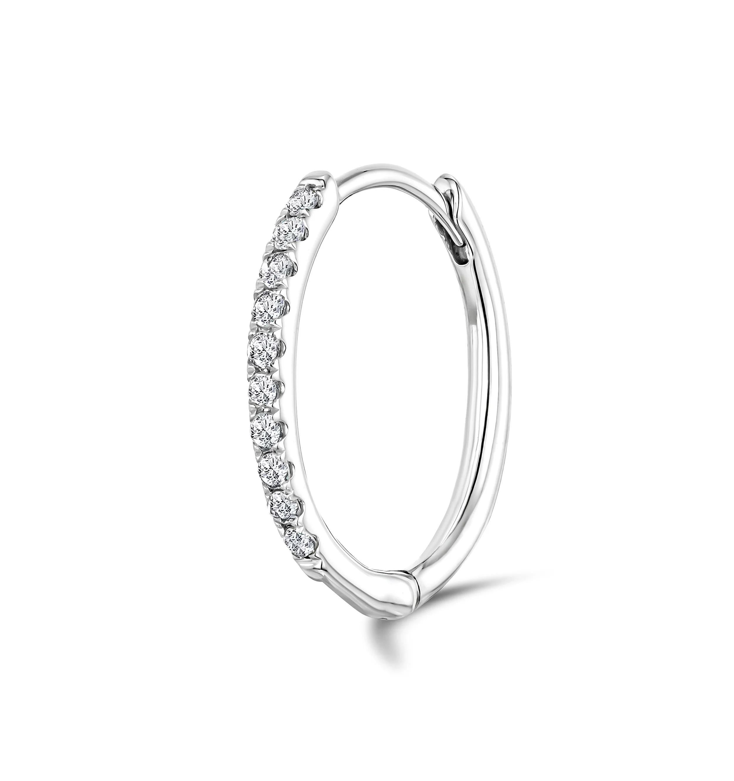 Stellato Diamond Encrusted Huggie Earrings 0.09ct in 9K White Gold - Image 4