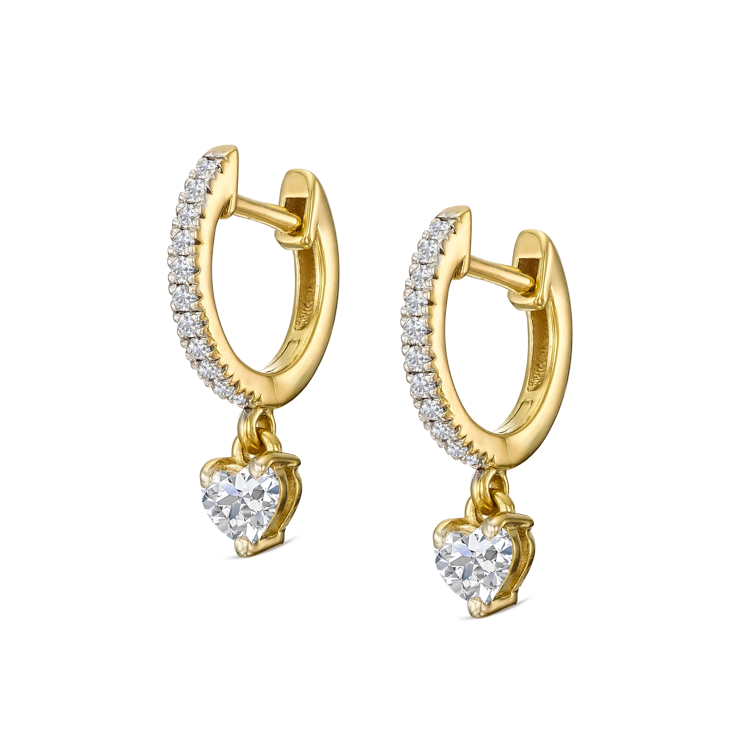 Stellato Heart Drop Hoop Earrings Lab Diamond 0.50ct in 18k Gold Vermeil - Image 5