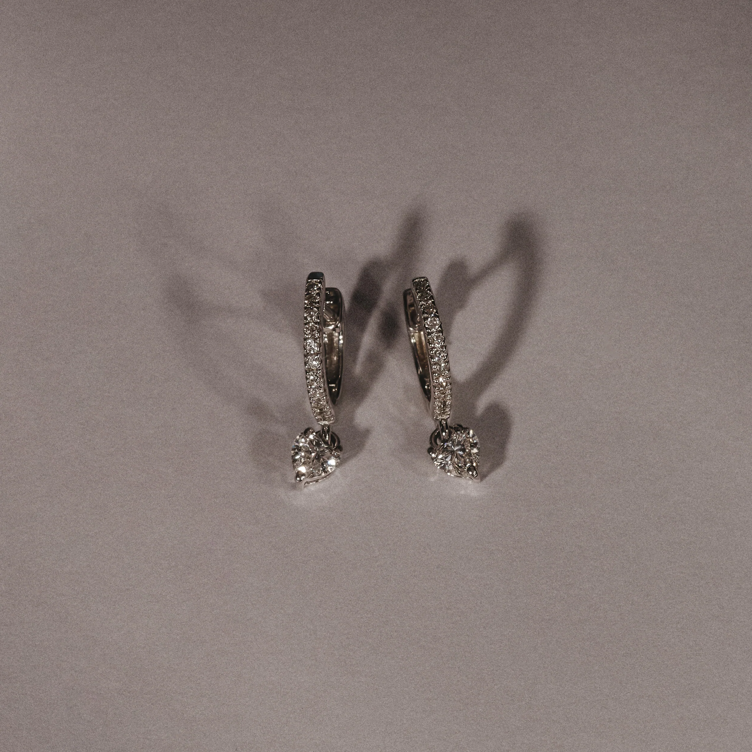 Stellato Heart Drop Hoop Earrings Lab Diamond 0.50ct in 925 Silver - Image 4