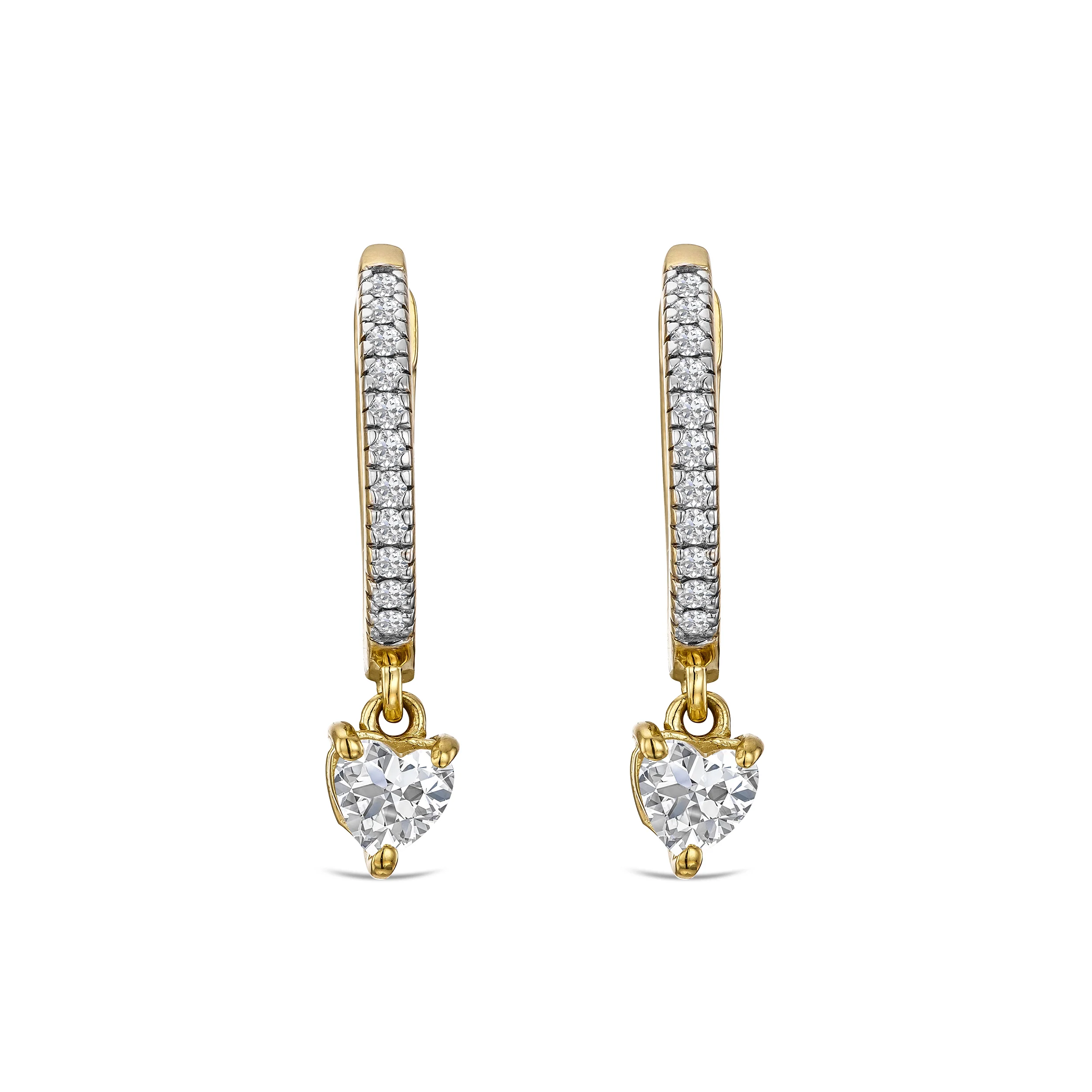 Stellato Heart Drop Hoop Earrings Lab Diamond 1.00ct in 18k Gold Vermeil