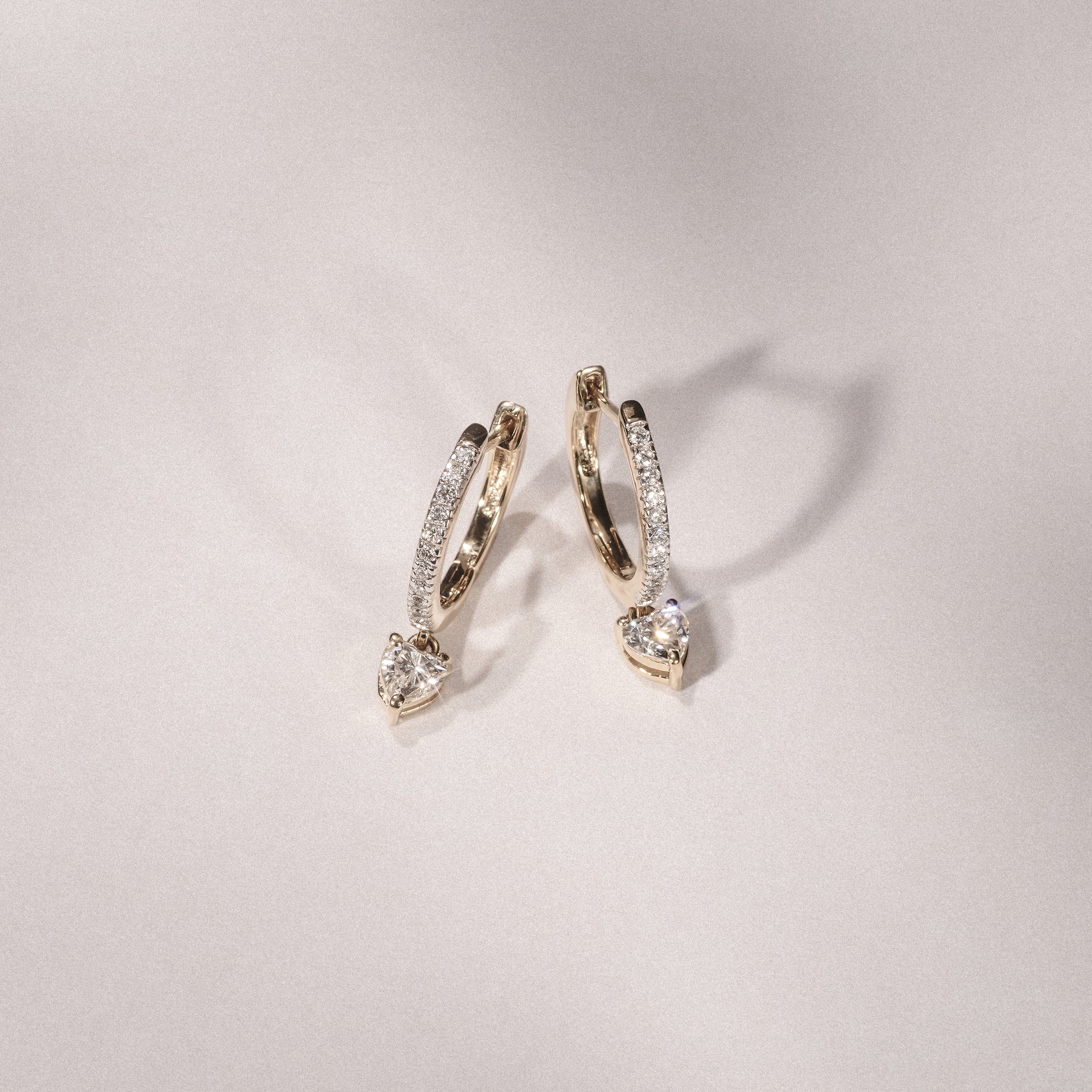 Stellato Heart Drop Hoop Earrings Lab Diamond 1.00ct in 18k Gold Vermeil - Image 2