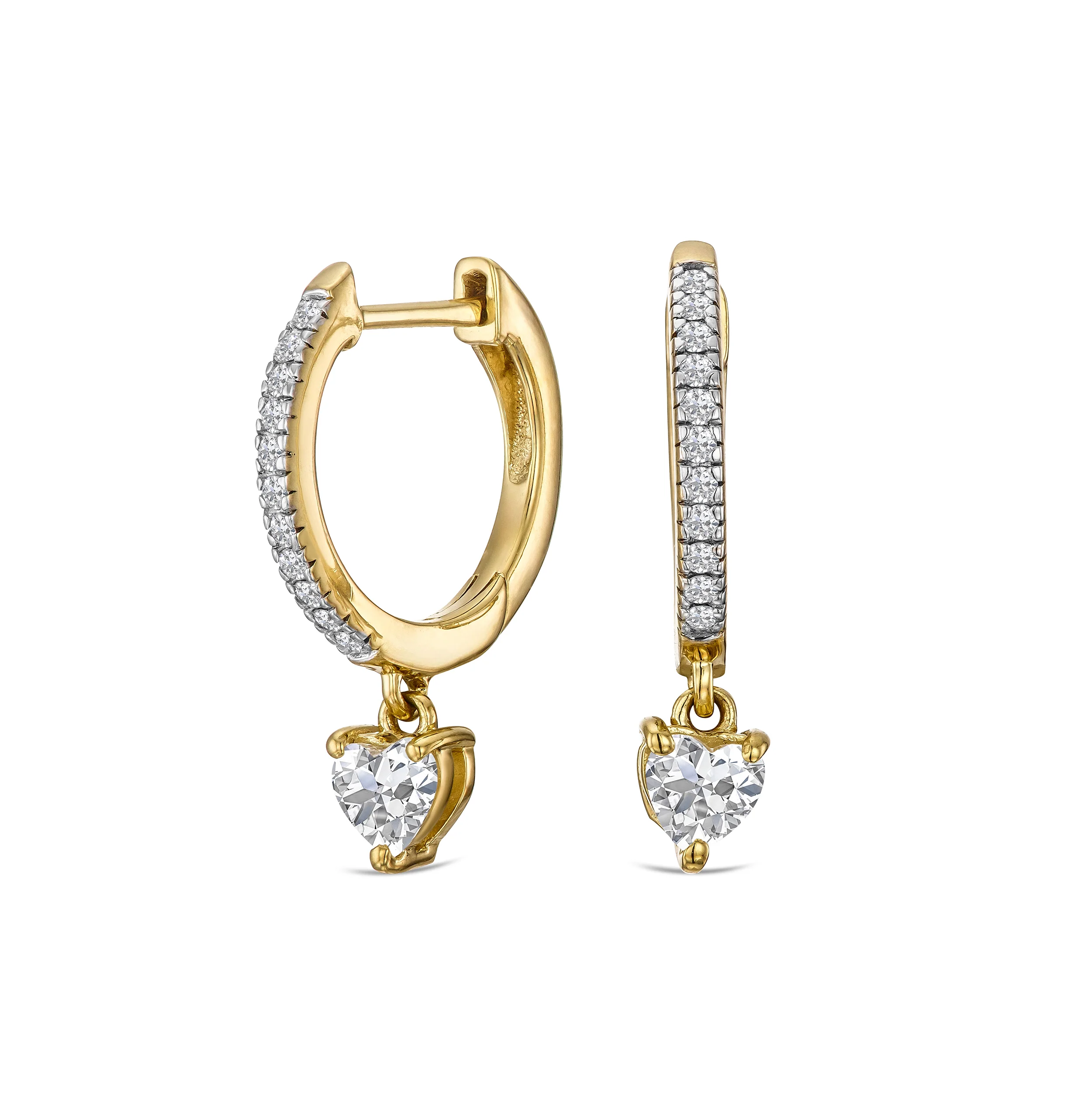 Stellato Heart Drop Hoop Earrings Lab Diamond 1.00ct in 18k Gold Vermeil - Image 3