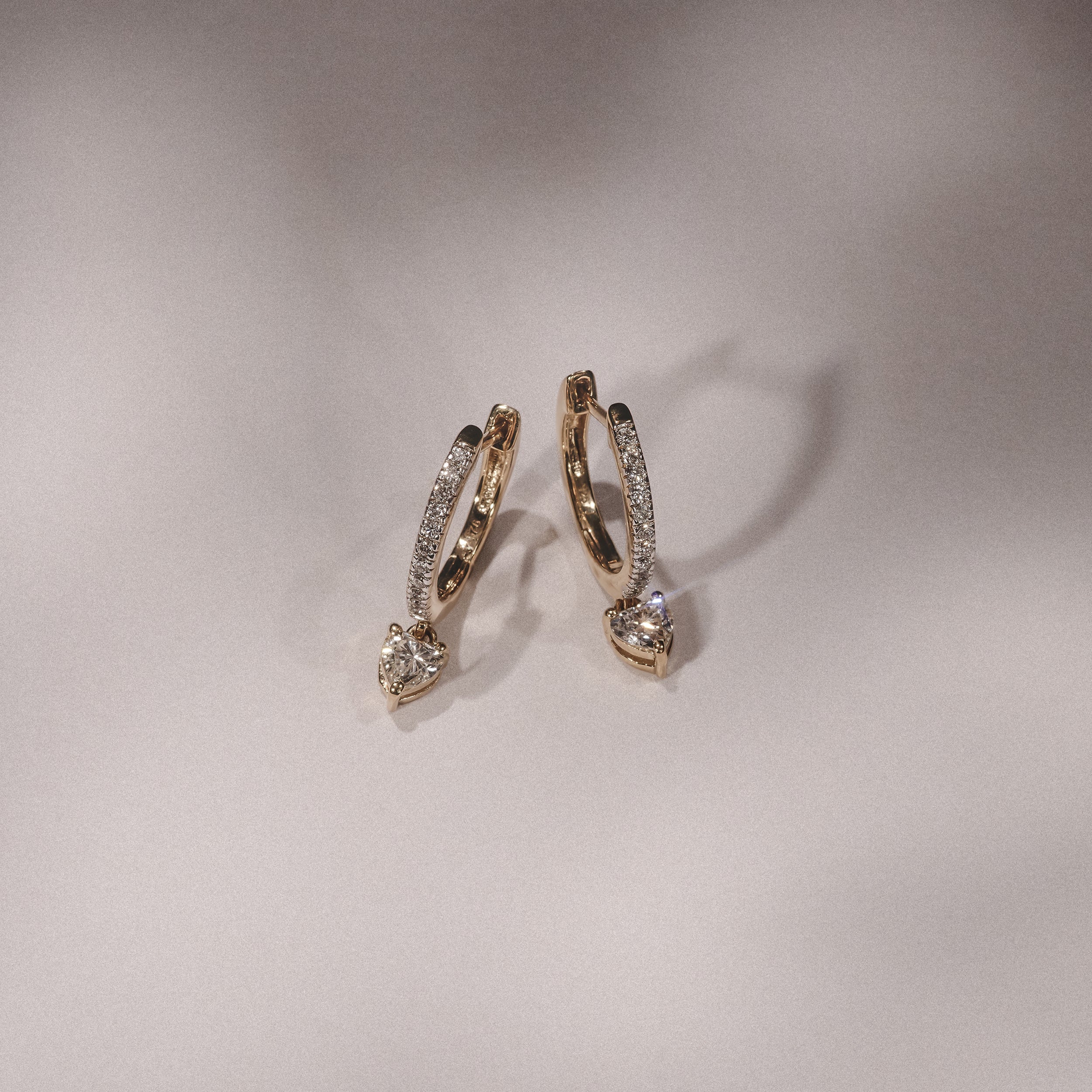 Stellato Heart Drop Hoop Earrings Lab Diamond 1.00ct in 18k Gold Vermeil - Image 4
