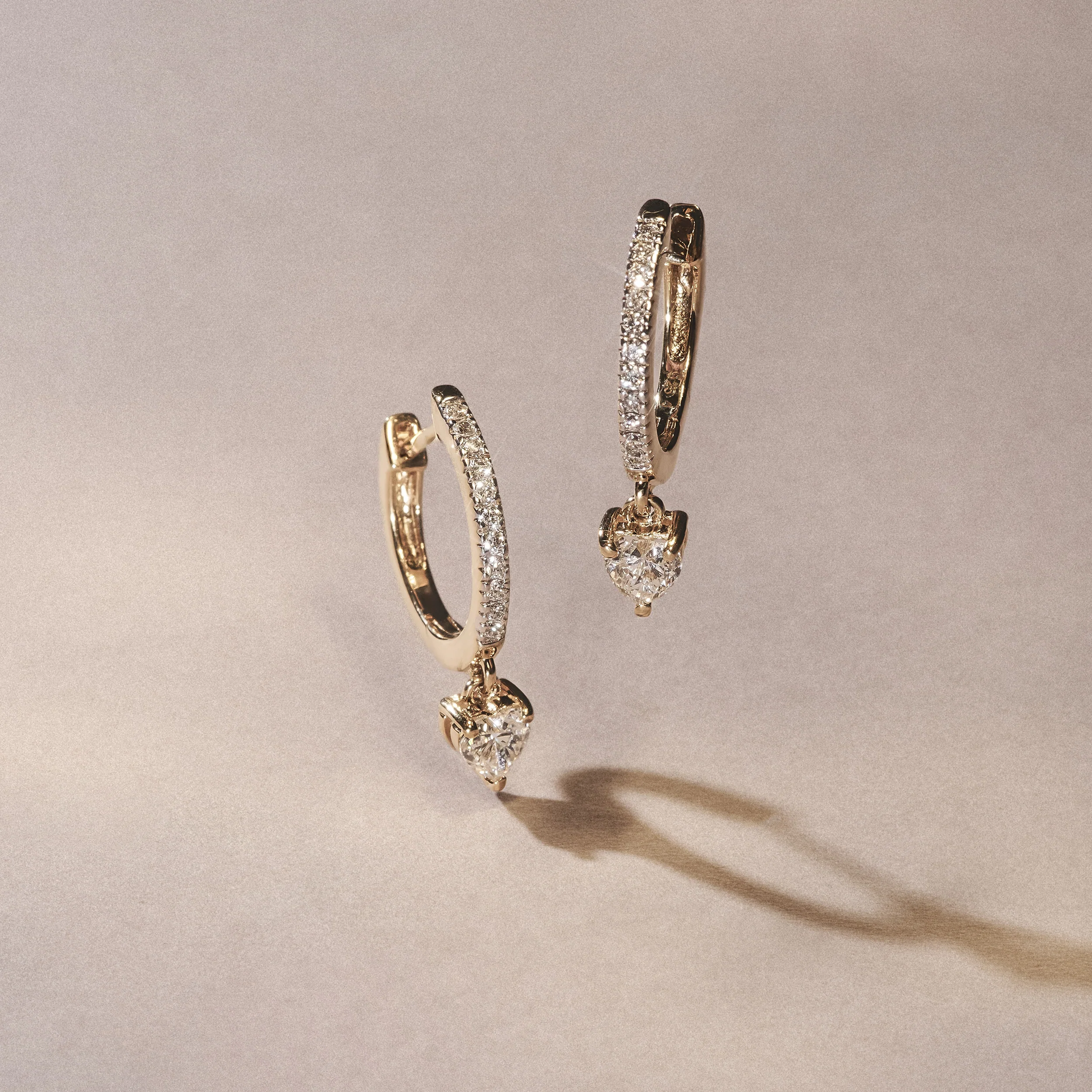 Stellato Heart Drop Hoop Earrings Lab Diamond 1.00ct in 18k Gold Vermeil - Image 6