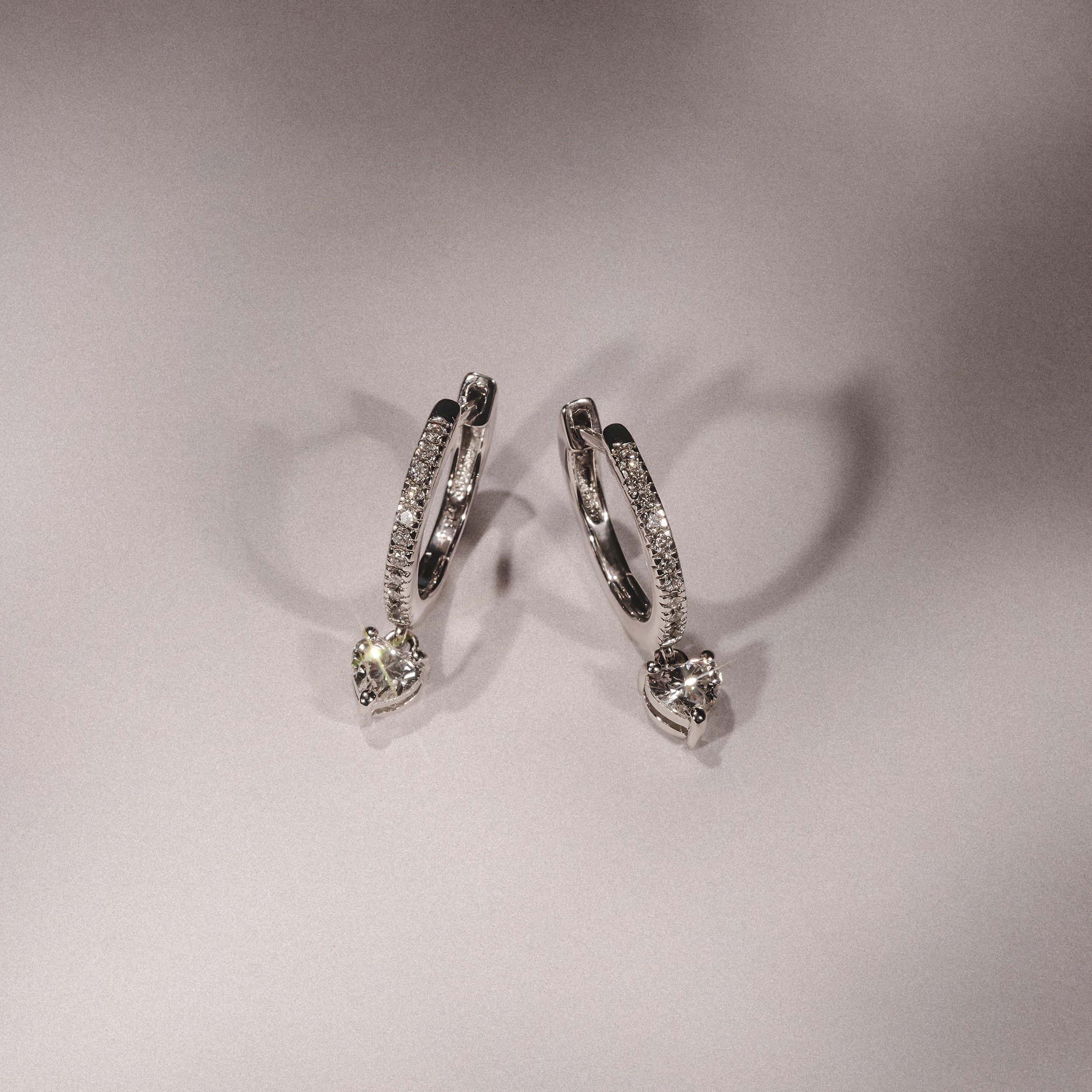 Stellato Heart Drop Hoop Earrings Lab Diamond 1.00ct in 925 SIlver - Image 4