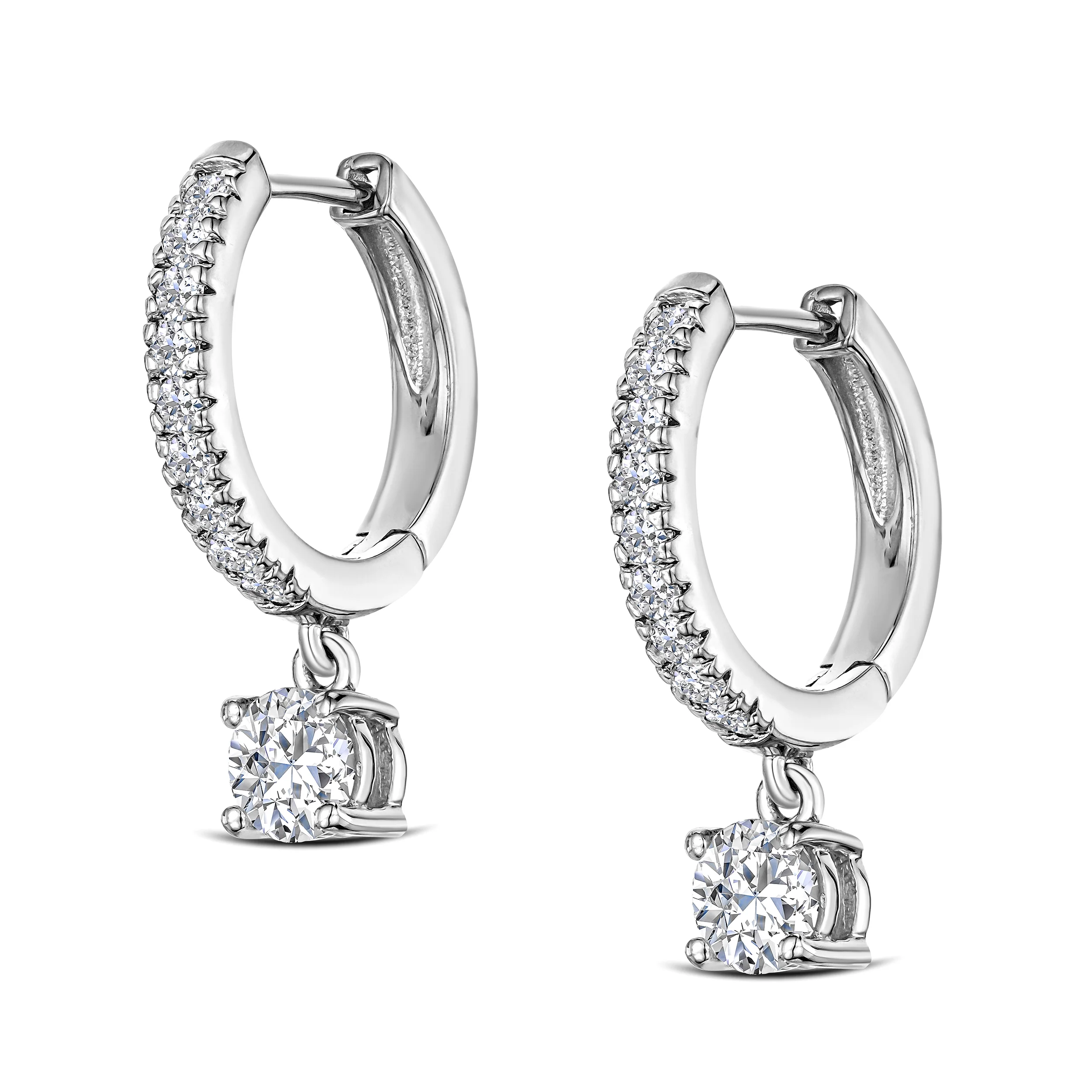 Stellato Hoop Drop Lab Diamond Earrings 1.00ct in 925 Sterling Silver - Image 3