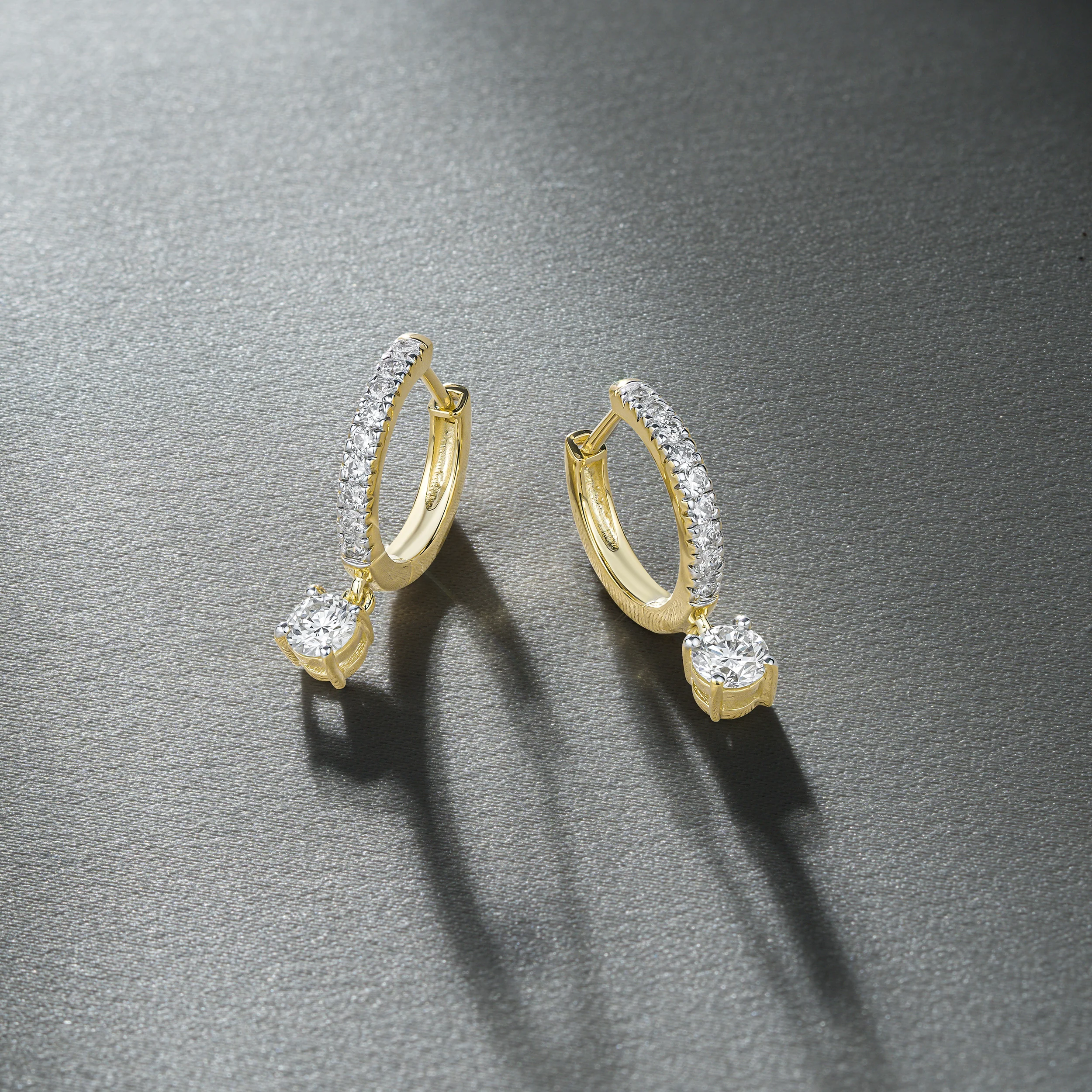 Stellato Hoop Drop Lab Diamond Earrings 1.00ct in 9K Gold - Image 6