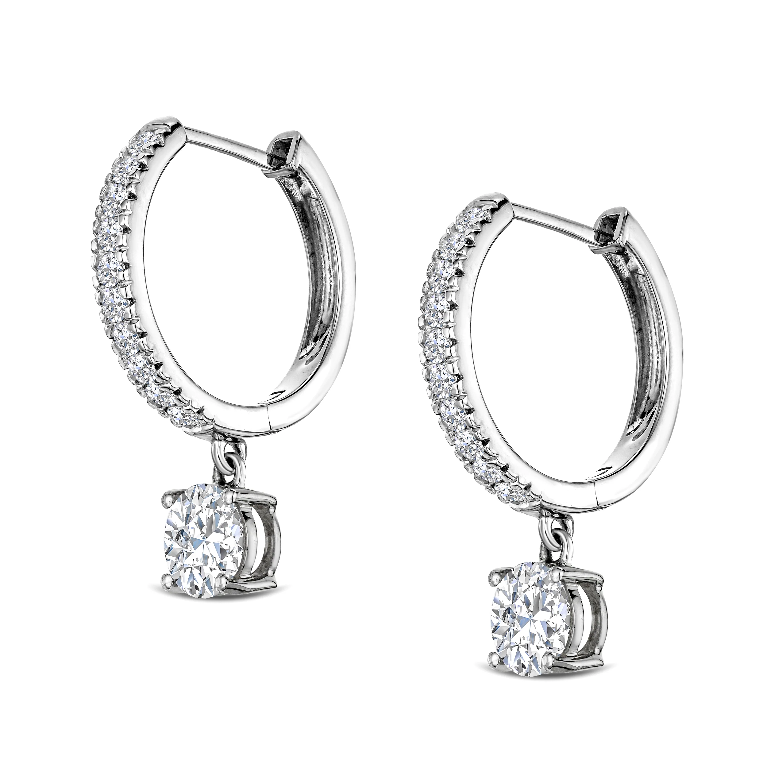 Stellato Hoop Drop Lab Diamond Earrings 2.00ct in 9K White Gold - Image 5