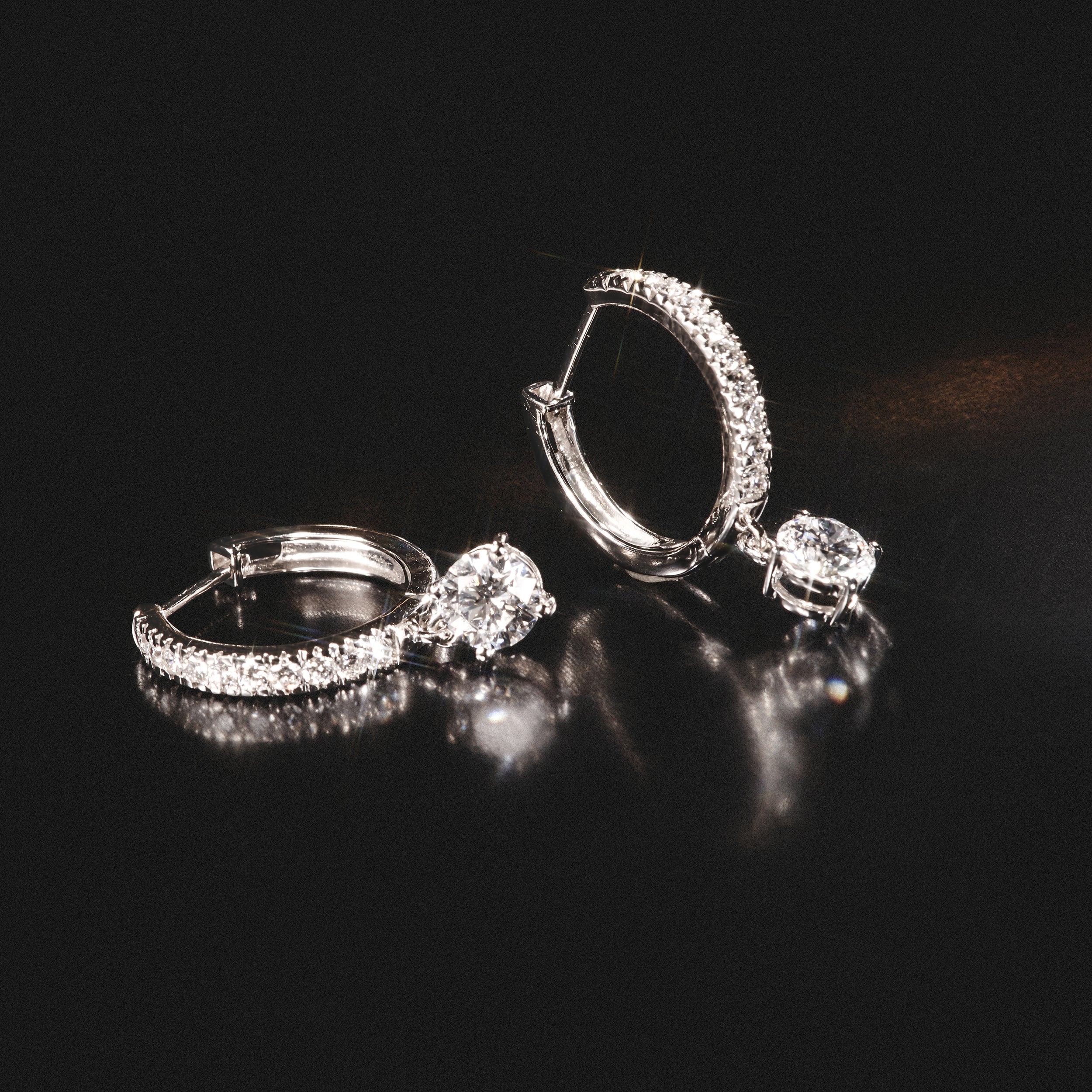 Stellato Hoop Drop Lab Diamond Earrings 2.00ct in 9K White Gold - Image 6