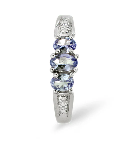 Tanzanite 0.59CT And Diamond 9K White Gold Ring - Image 3