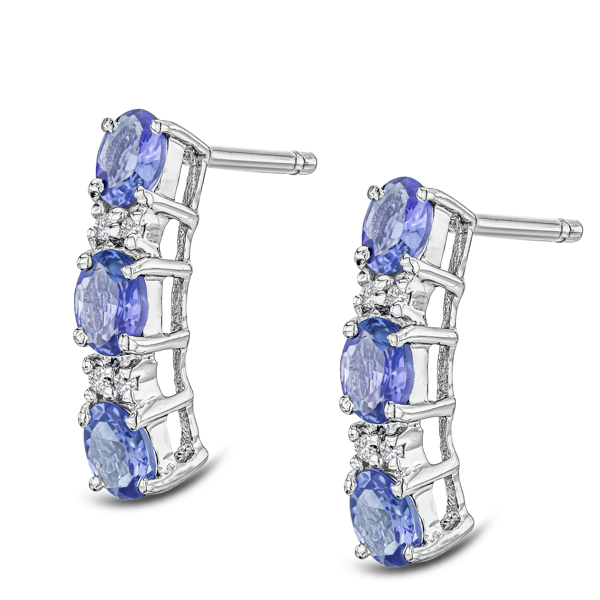 Tanzanite 1.02CT And Diamond 925 Sterling Silver Earrings - Image 2