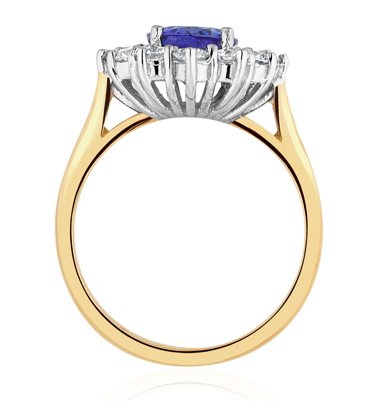 Tanzanite 1.7ct And Lab Diamond 1ct Cluster Ring in 18K Gold - Image 3