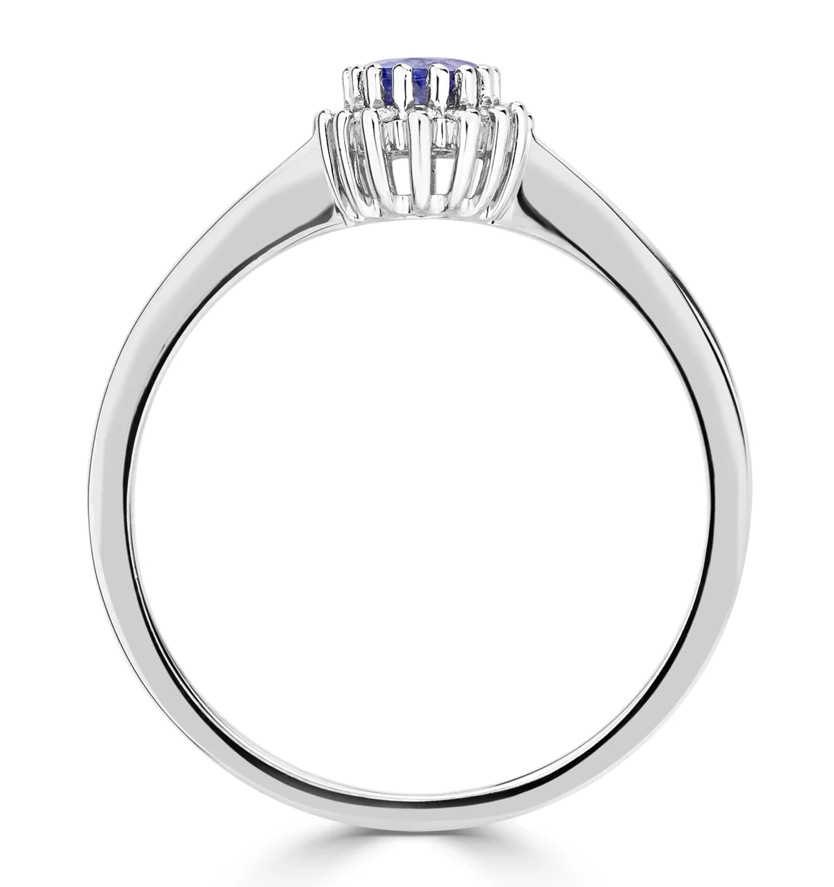 Tanzanite 6 x 4mm And Diamond 9K White Gold Ring - Image 3
