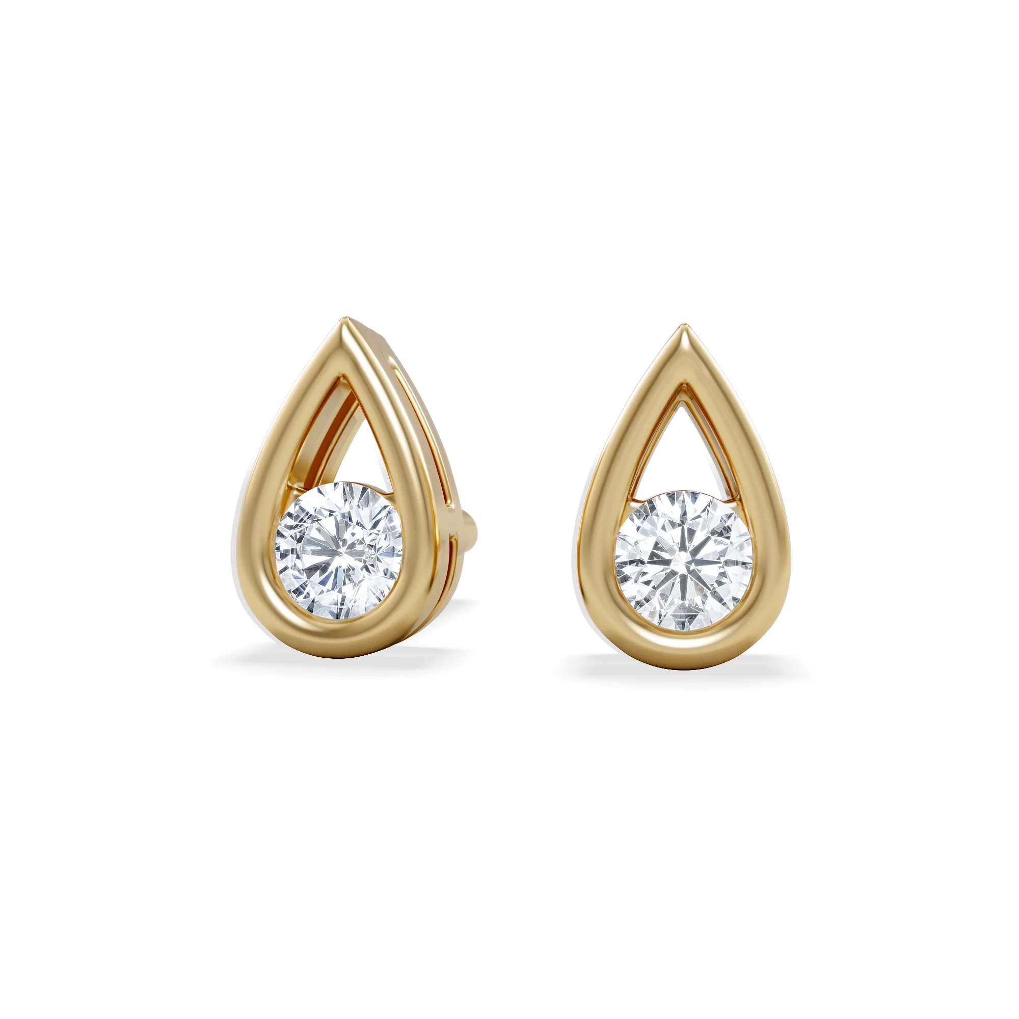 Teardrop 0.21ct Round Cut Lab Grown Stud Earrings in 18K Gold Vermeil - Image 5