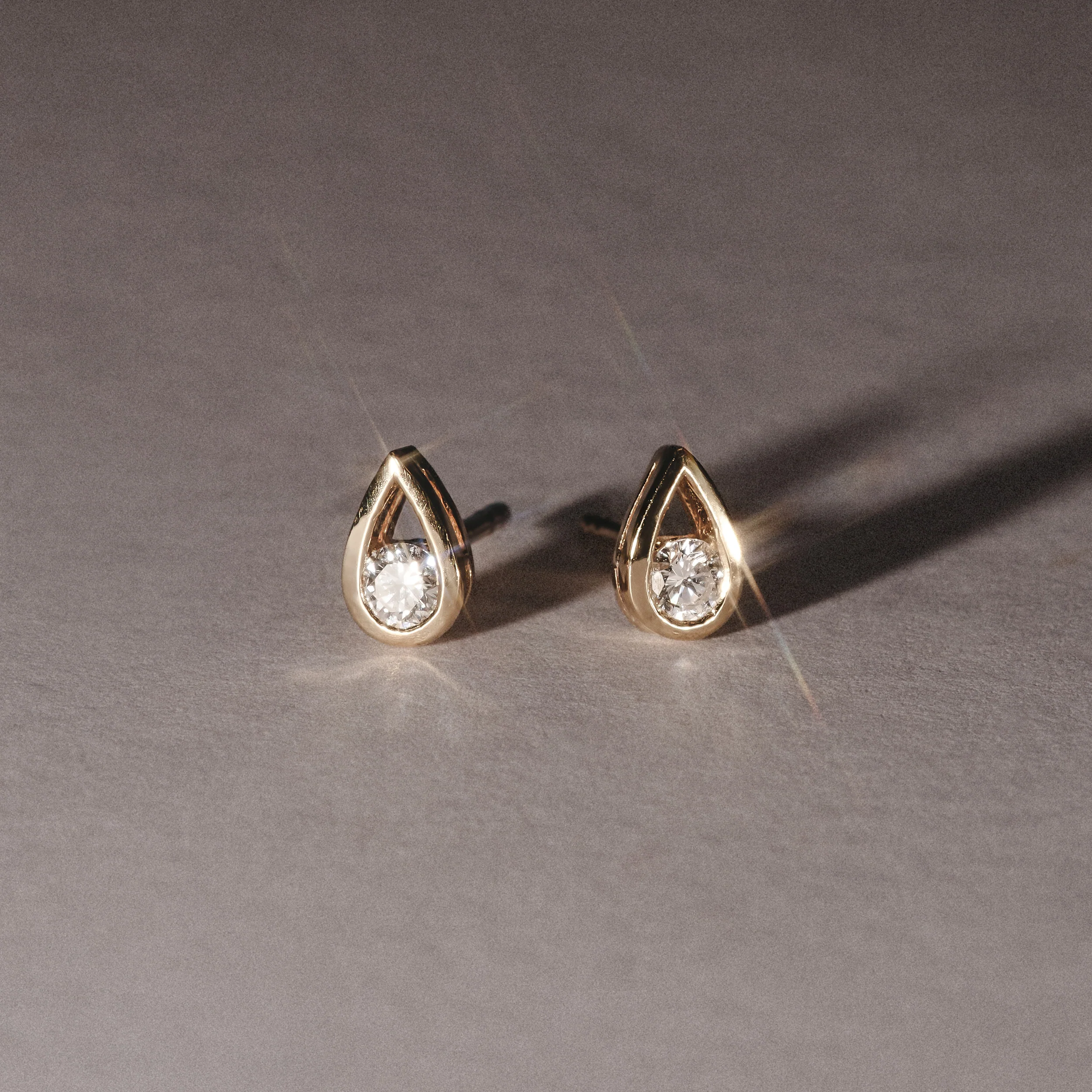 Teardrop 0.21ct Round Cut Lab Grown Stud Earrings in 18K Gold Vermeil - Image 6