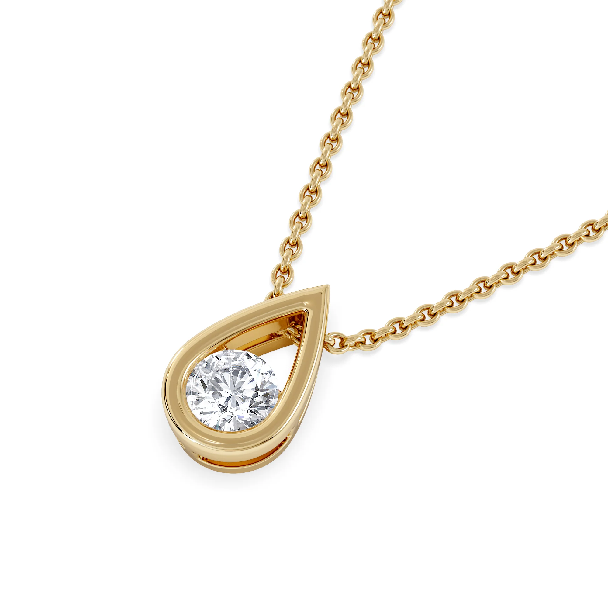 Teardrop Solitaire 0.25ct H/SI Round Cut Lab Grown Necklace in 18K Gold Vermeil - Image 3