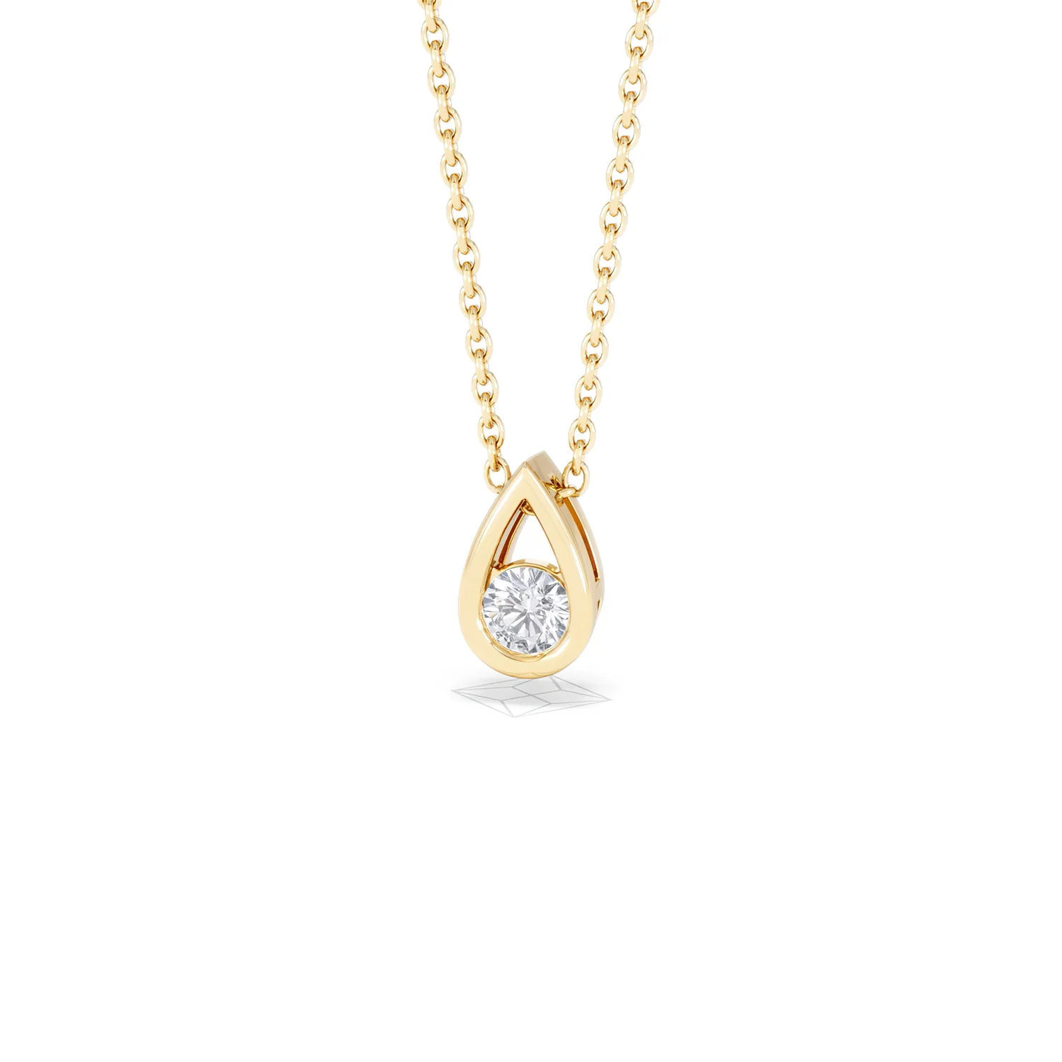 Teardrop Solitaire 0.25ct H/SI Round Cut Lab Grown Necklace in 18K Gold Vermeil - Image 86
