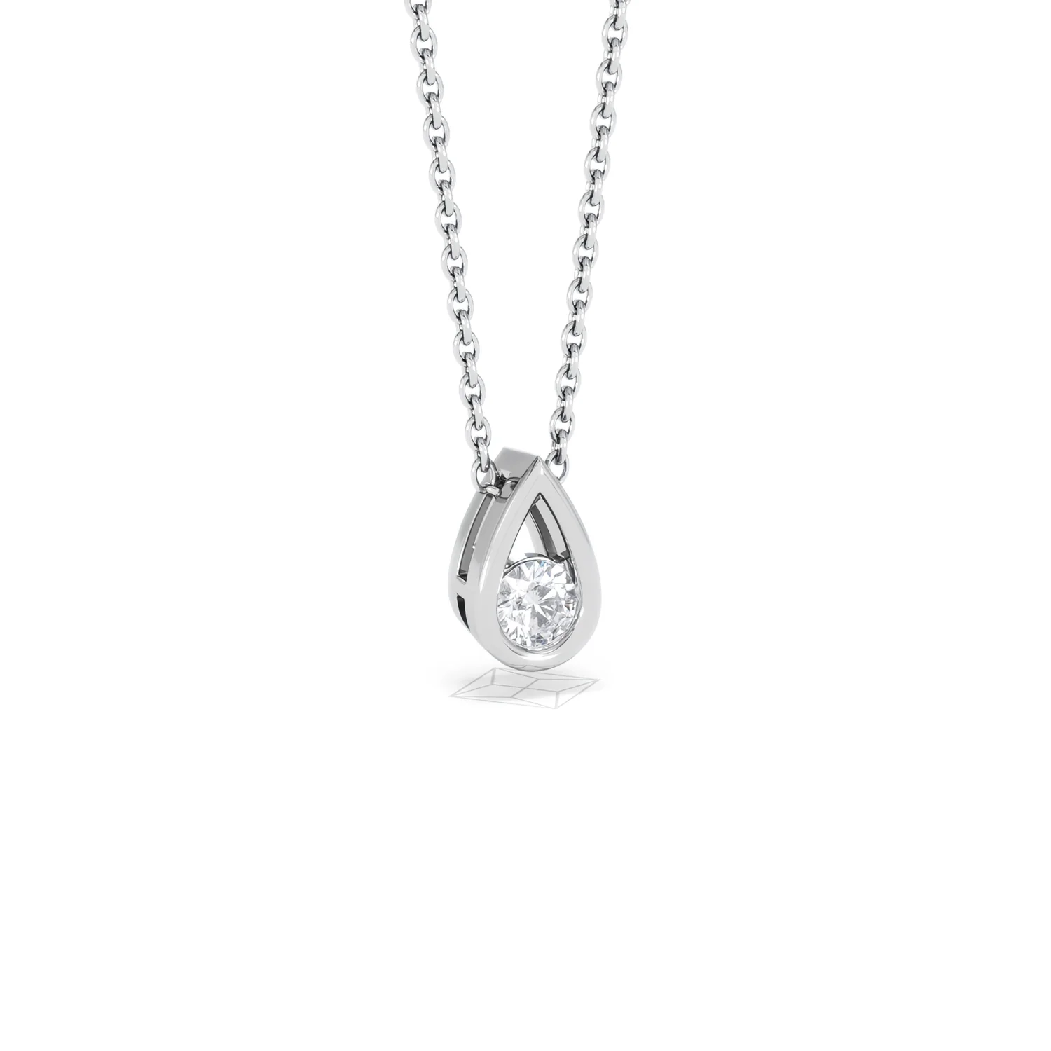 Teardrop Solitaire 0.25ct H/SI Round Cut Lab Grown Pendant Necklace in Sterling Silver - Image 14