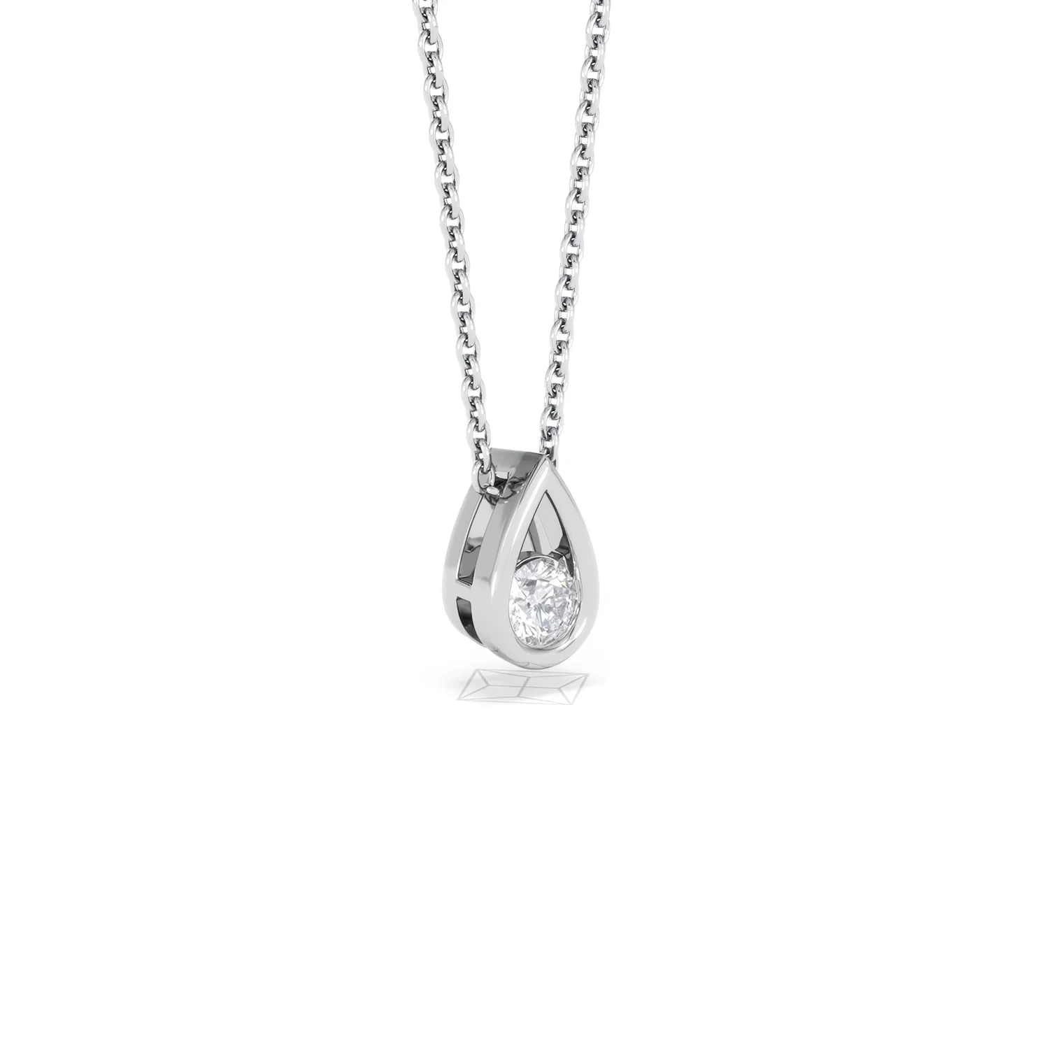Teardrop Solitaire 0.25ct H/SI Round Cut Lab Grown Pendant Necklace in Sterling Silver - Image 17