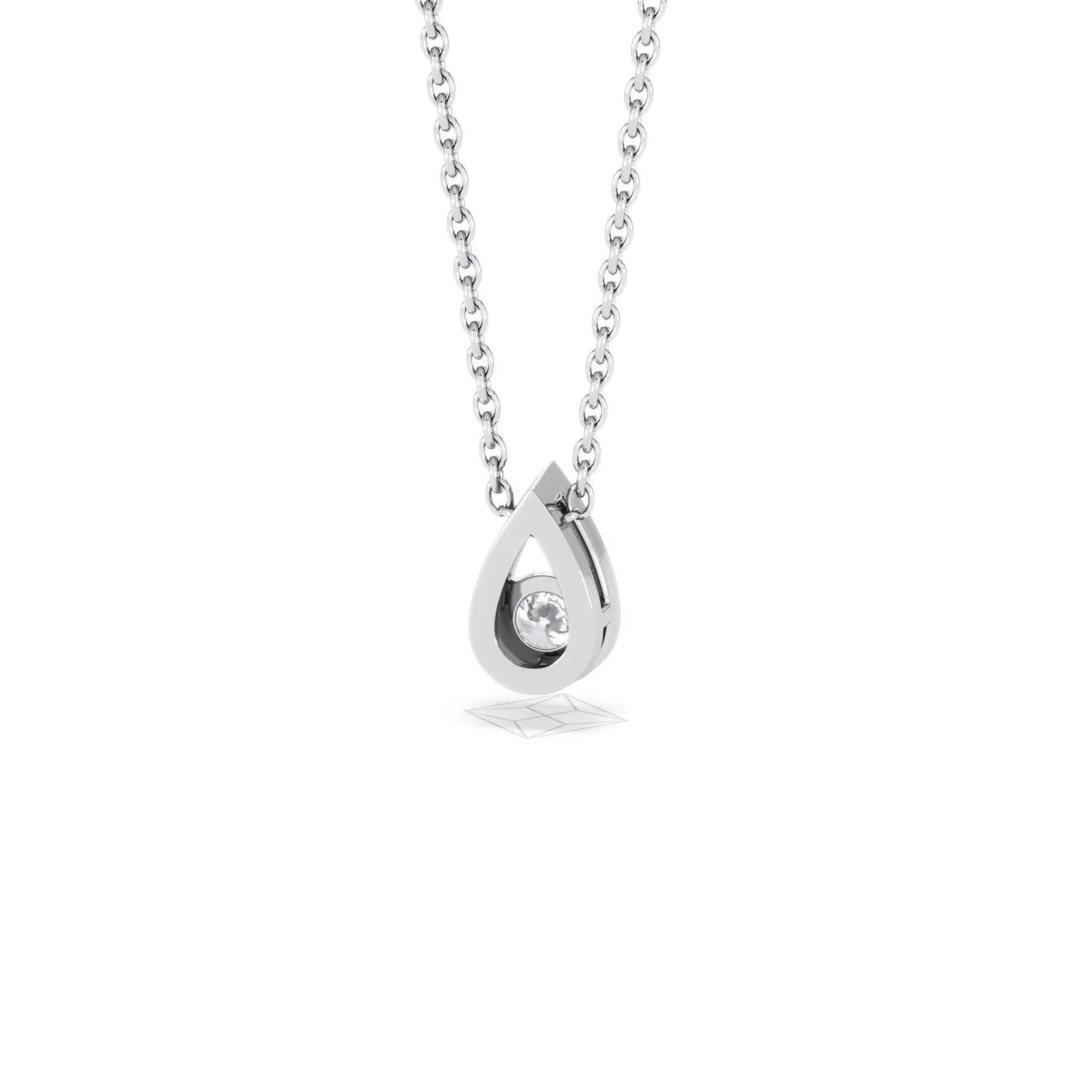 Teardrop Solitaire 0.25ct H/SI Round Cut Lab Grown Pendant Necklace in Sterling Silver - Image 46