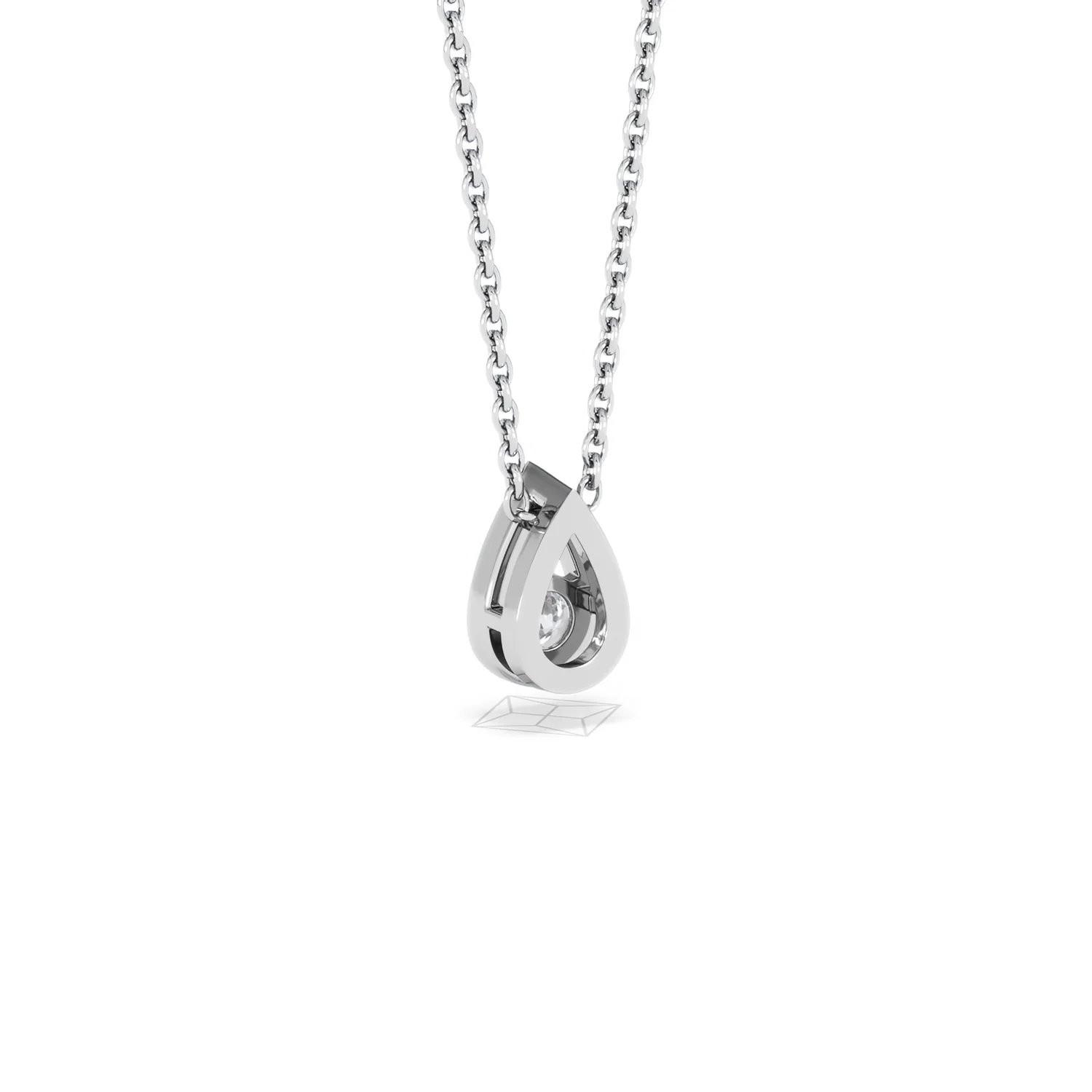 Teardrop Solitaire 0.25ct H/SI Round Cut Lab Grown Pendant Necklace in Sterling Silver - Image 55