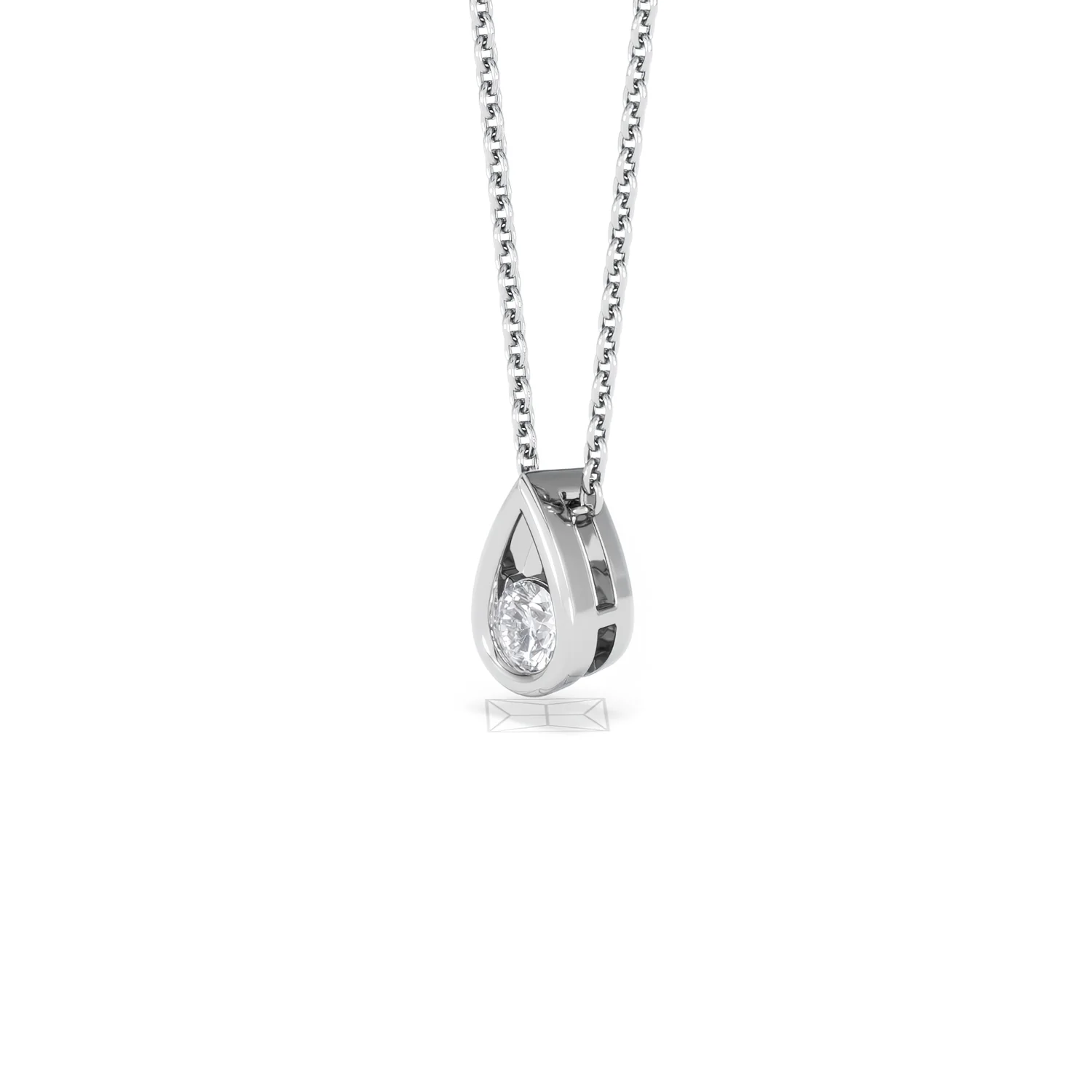 Teardrop Solitaire 0.25ct H/SI Round Cut Lab Grown Pendant Necklace in Sterling Silver - Image 79