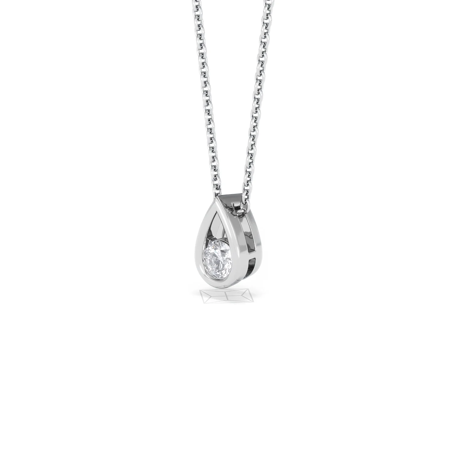 Teardrop Solitaire 0.25ct H/SI Round Cut Lab Grown Pendant Necklace in Sterling Silver - Image 80