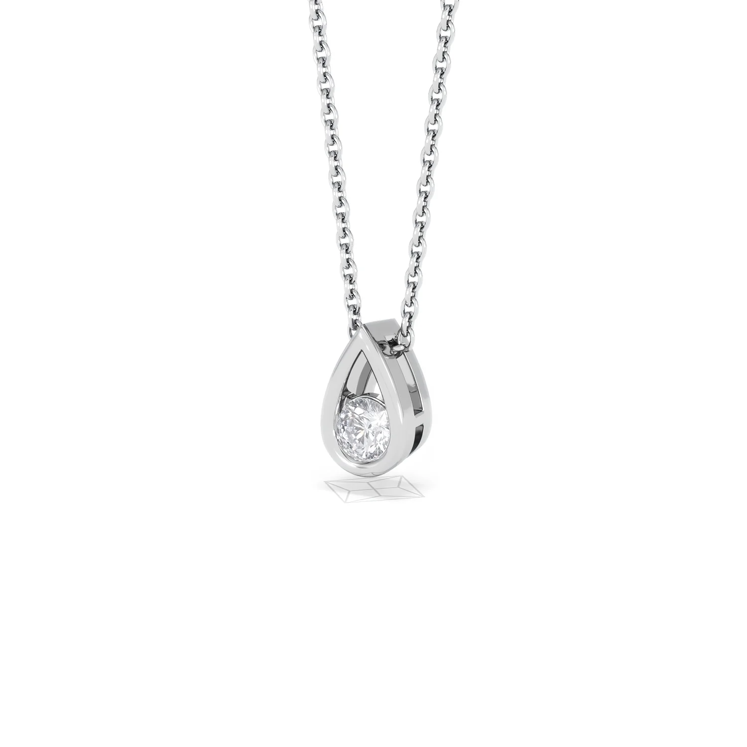 Teardrop Solitaire 0.25ct H/SI Round Cut Lab Grown Pendant Necklace in Sterling Silver - Image 82