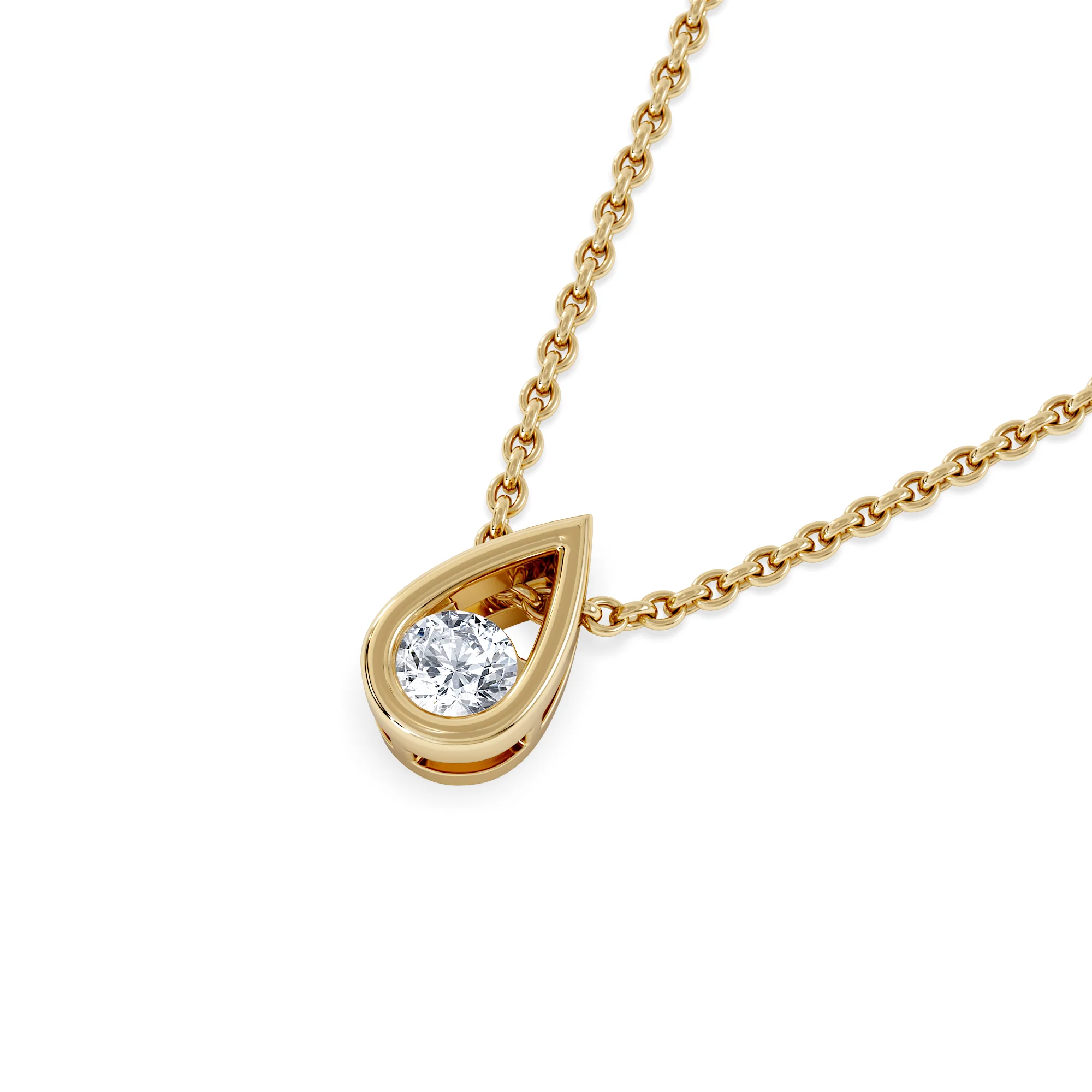 Teardrop 0.10ct Round Cut Lab Grown Solitaire Pendant Necklace in 18K Gold Vermeil - Image 3