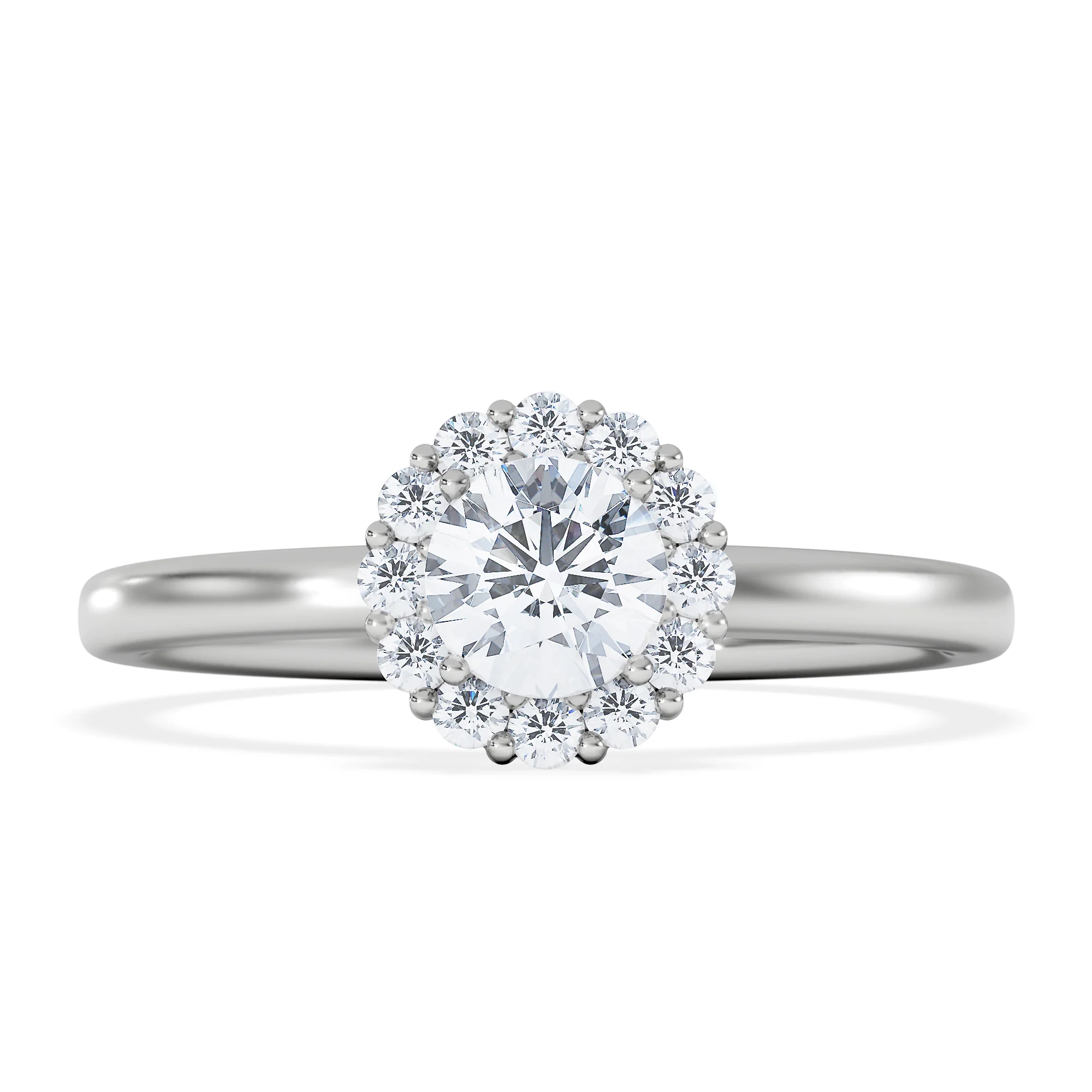 The Fleur Halo 0.50ct H/SI Round Cut Lab Diamond Ring in 9K White Gold - Image 3