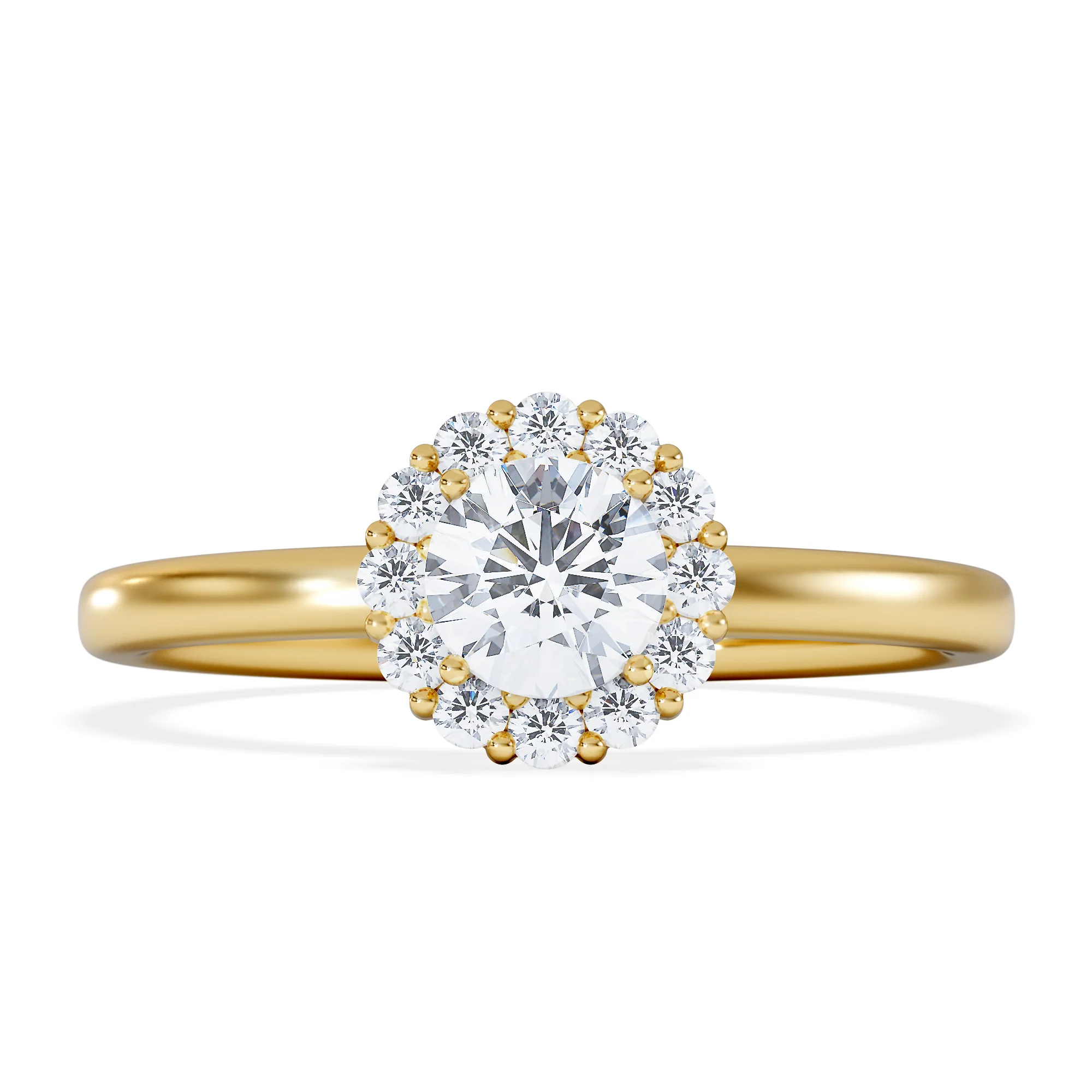 The Fleur Halo 0.50ct H/SI Round Cut Lab Diamond Ring in 18K Gold Vermeil - Image 7