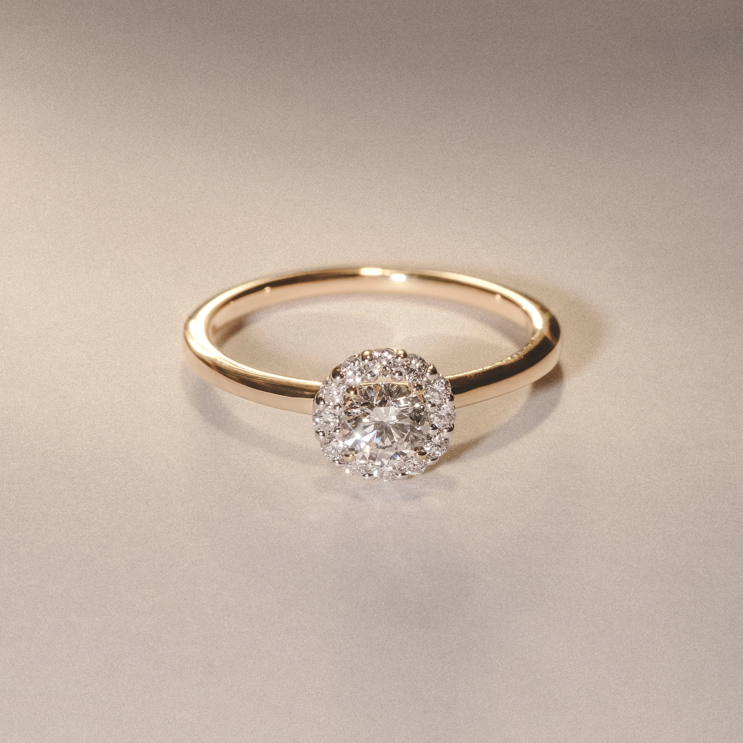 The Fleur Halo 0.50ct H/SI Round Cut Lab Diamond Ring in 18K Gold Vermeil - Image 8