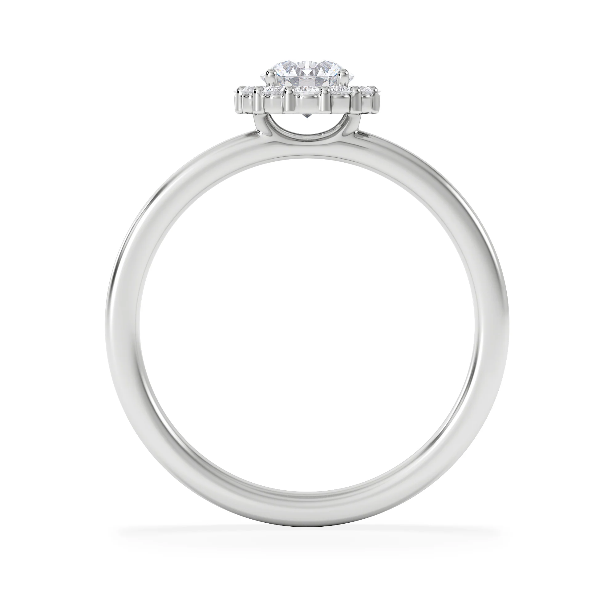 The Fleur Halo 0.50ct H/SI Round Cut Lab Diamond Ring in Silver - Image 3