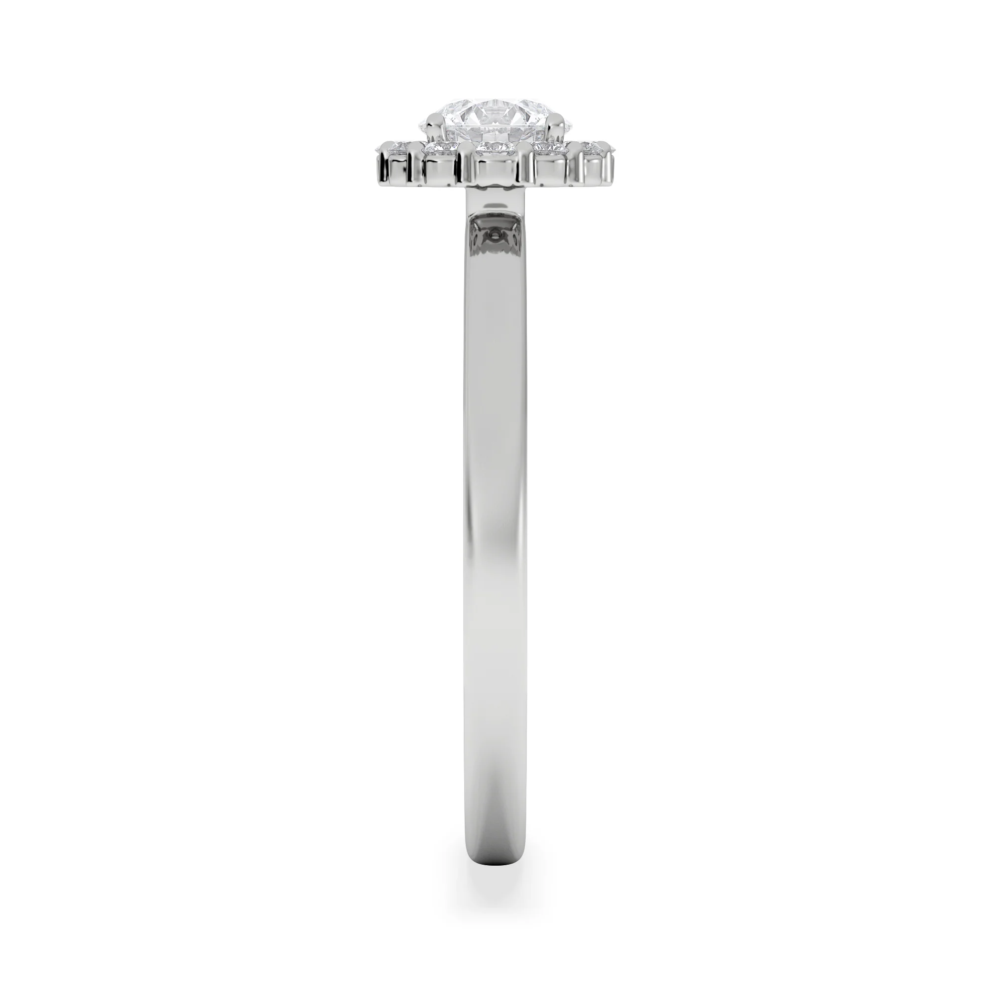 The Fleur Halo 0.50ct H/SI Round Cut Lab Diamond Ring in Silver - Image 5