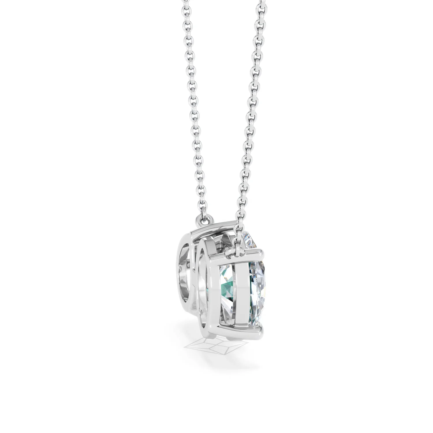 Toi Et Moi 1.50ct Oval Lab Diamond and 2.50ct Pear Lab Emerald Necklace in 18K White Gold - Image 30