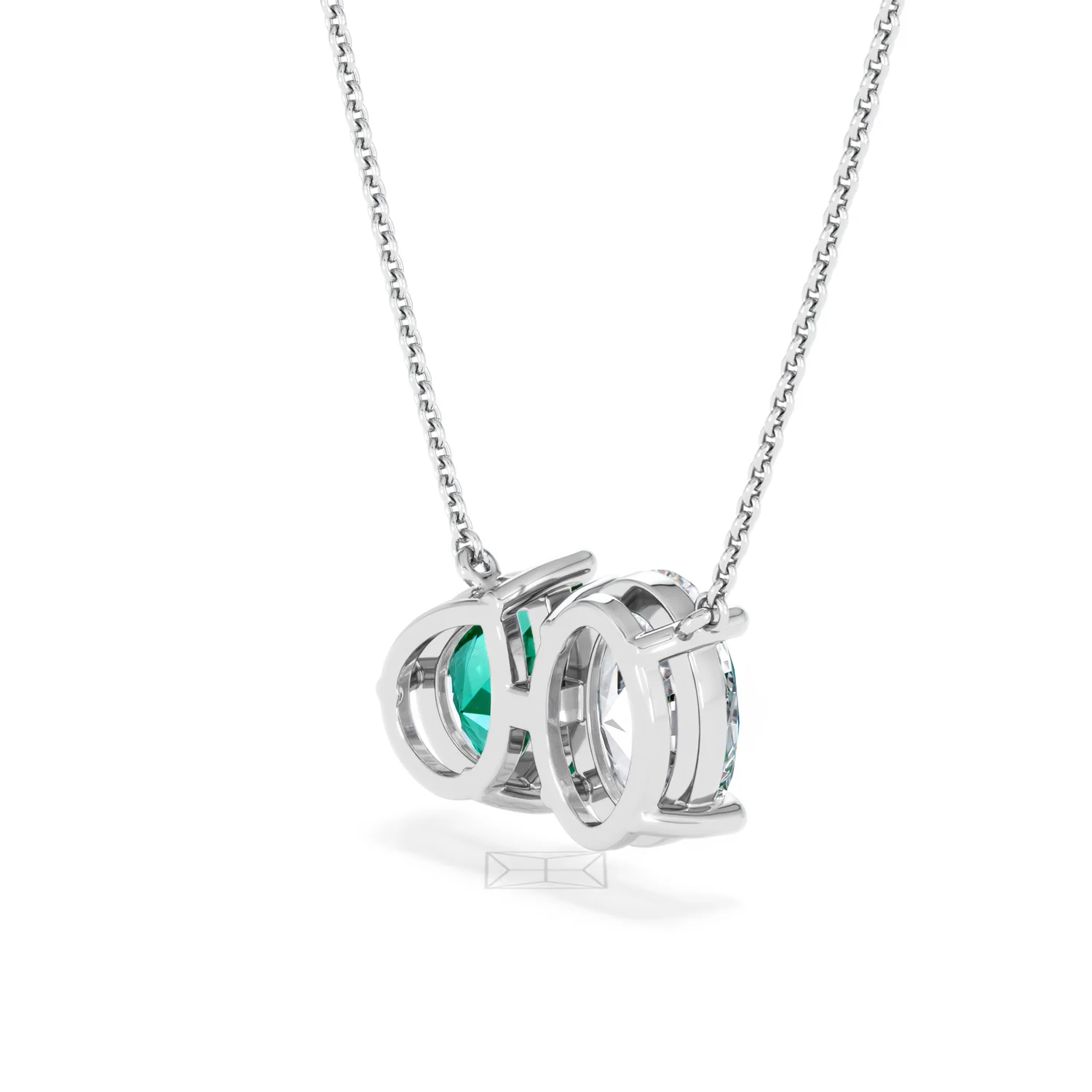 Toi Et Moi 1.50ct Oval Lab Diamond and 2.50ct Pear Lab Emerald Necklace in 18K White Gold - Image 37