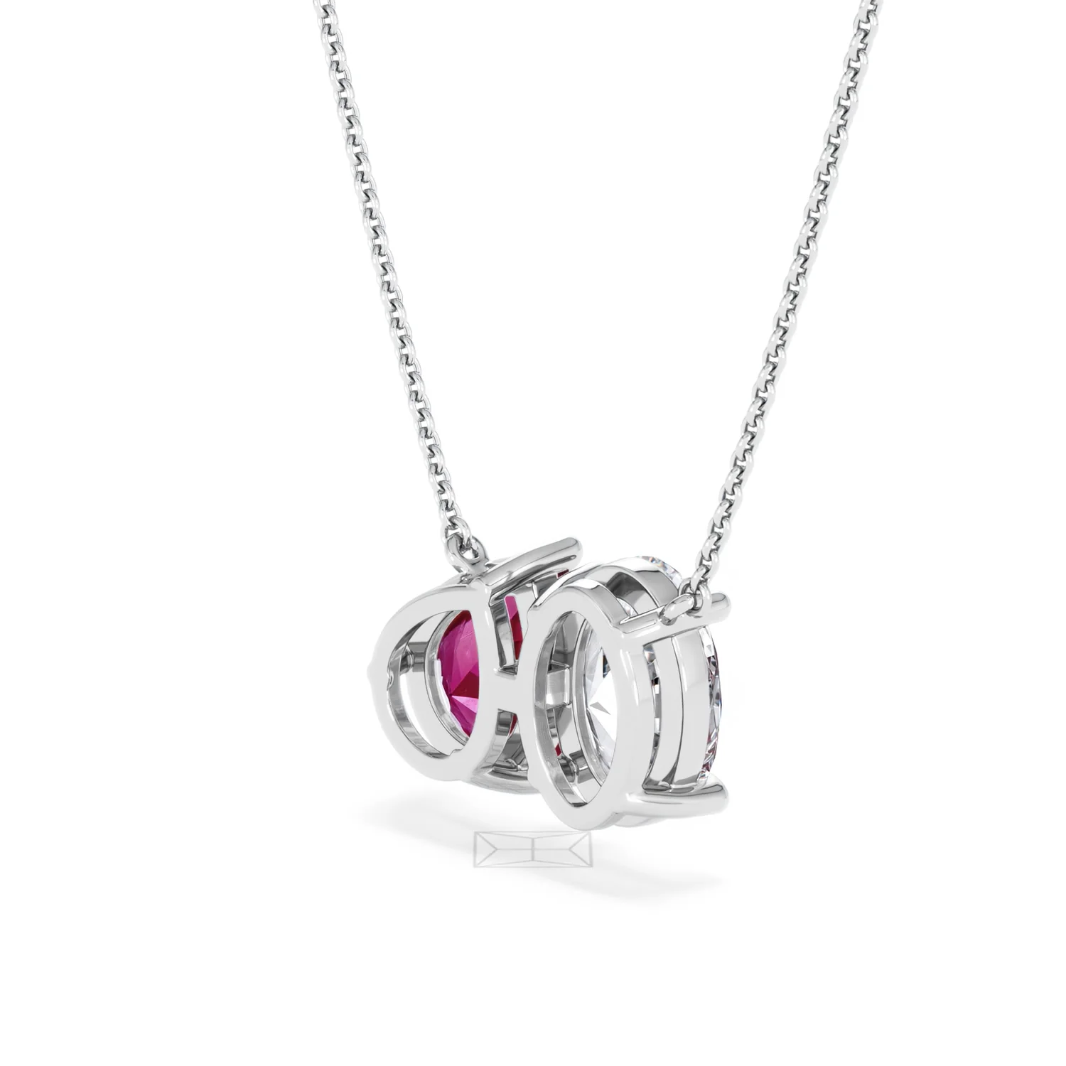 Toi Et Moi 1.50ct Oval Lab Diamond and 2.50ct Pear Lab Ruby Necklace in 18K White Gold - Image 37