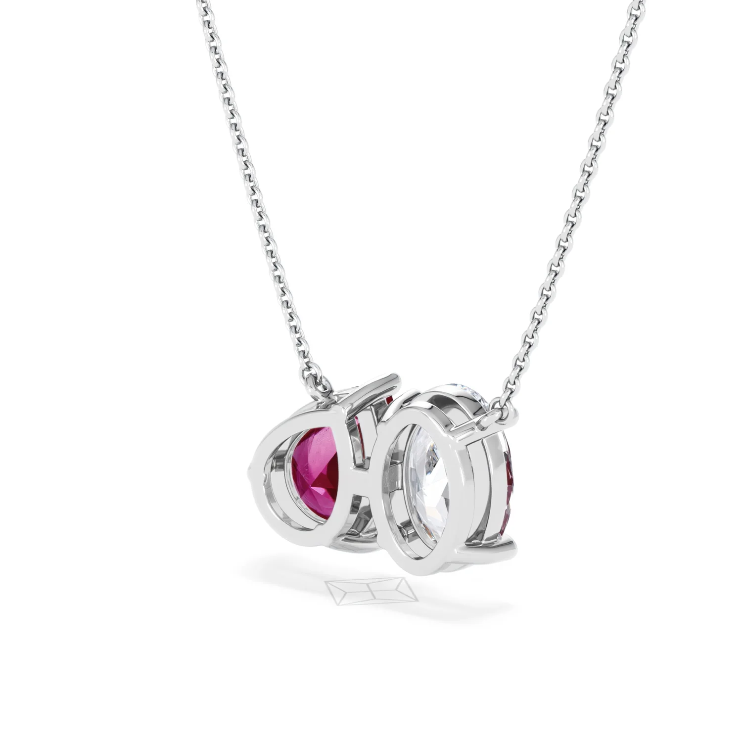 Toi Et Moi 1.50ct Oval Lab Diamond and 2.50ct Pear Lab Ruby Necklace in 18K White Gold - Image 39