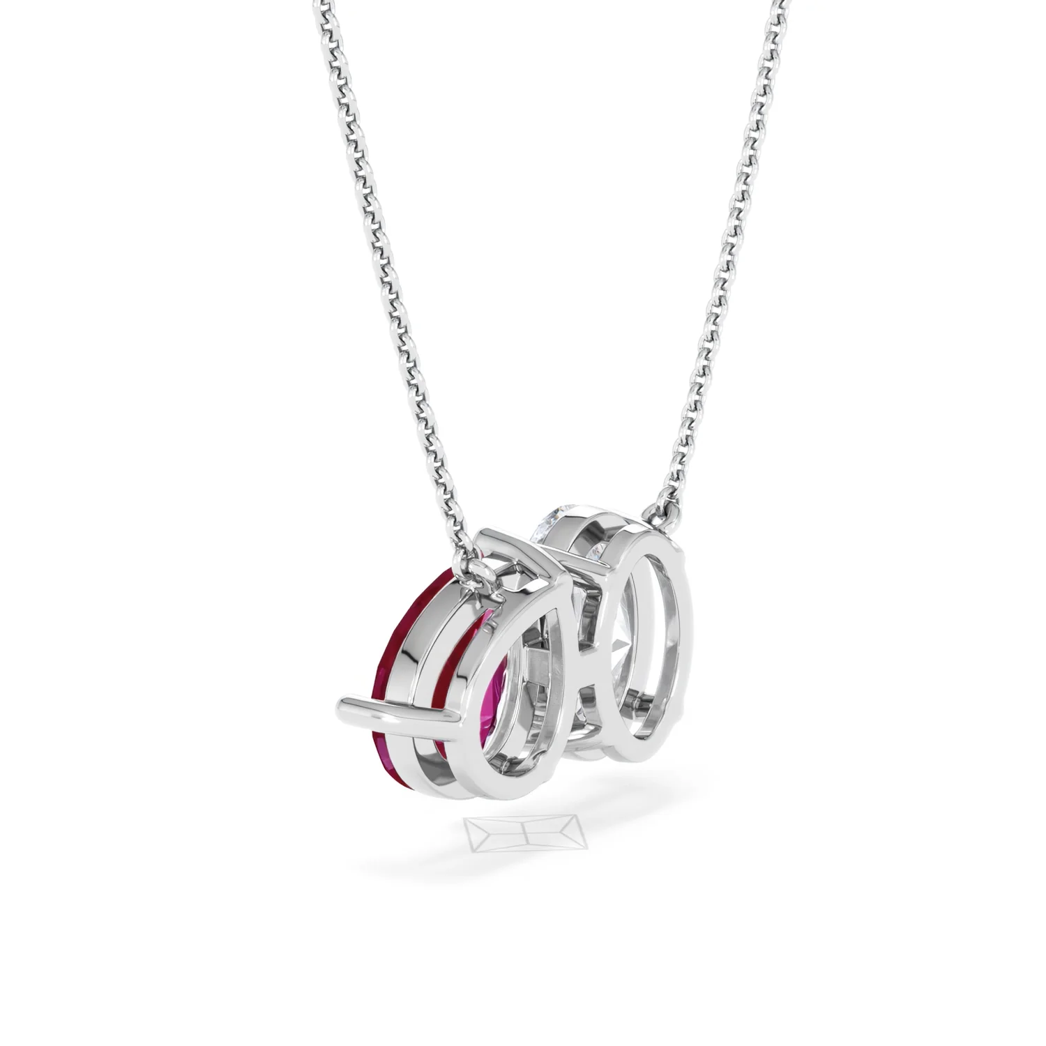 Toi Et Moi 1.50ct Oval Lab Diamond and 2.50ct Pear Lab Ruby Necklace in 18K White Gold - Image 58