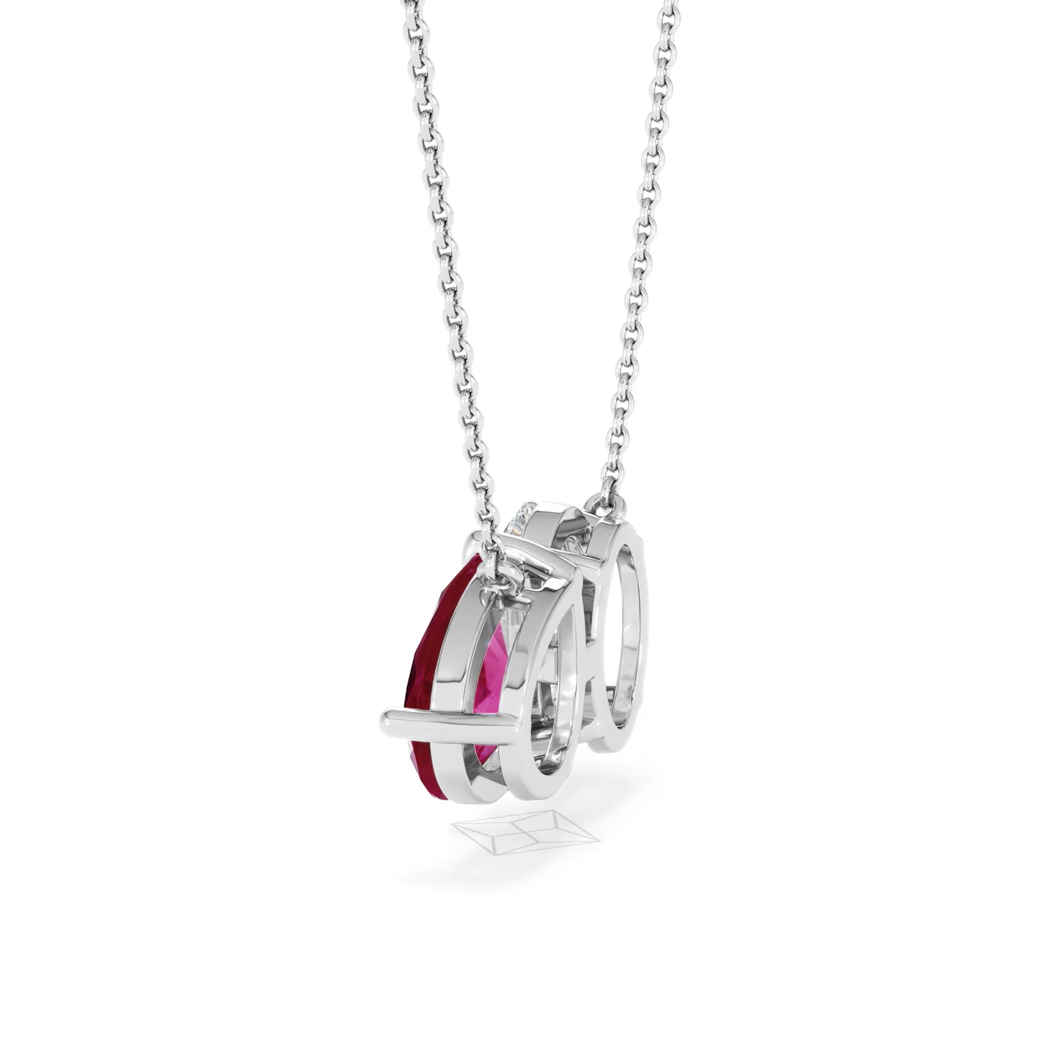 Toi Et Moi 1.50ct Oval Lab Diamond and 2.50ct Pear Lab Ruby Necklace in 18K White Gold - Image 62