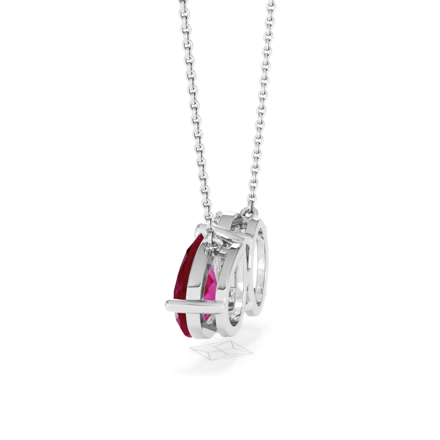 Toi Et Moi 1.50ct Oval Lab Diamond and 2.50ct Pear Lab Ruby Necklace in 18K White Gold - Image 63
