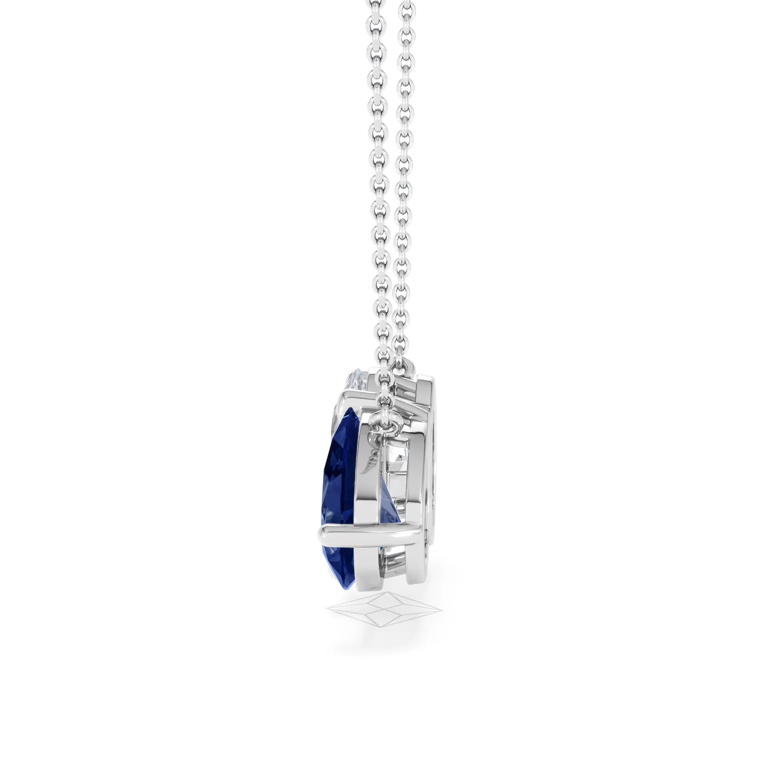 Toi Et Moi 1.50ct Oval Lab Diamond and 2.50ct Pear Lab Sapphire Necklace in 18K White Gold - Image 66