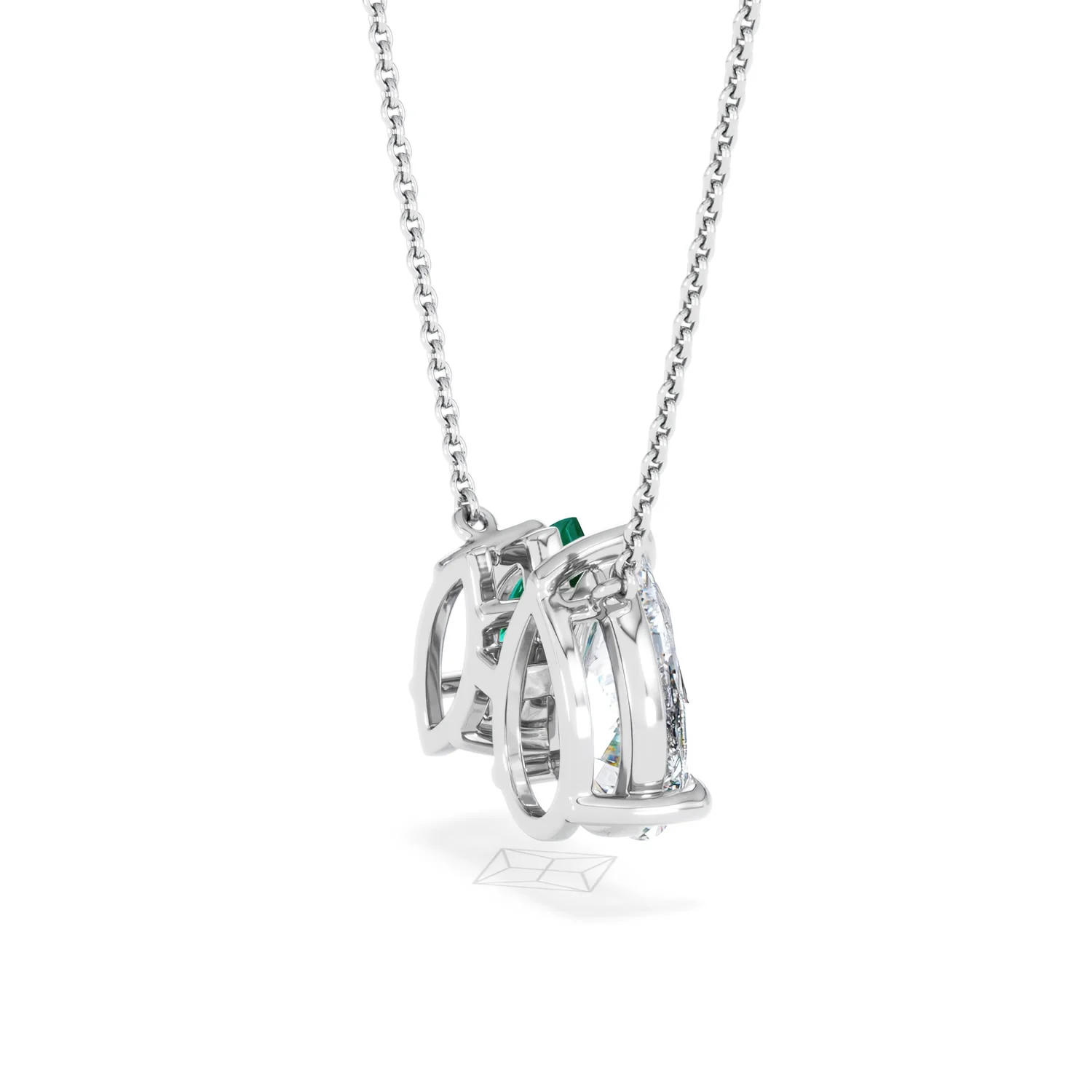 Toi Et Moi 1.50ct Pear Lab Diamond and 1.30ct Marquise Lab Emerald Necklace in 18K White Gold - Image 34