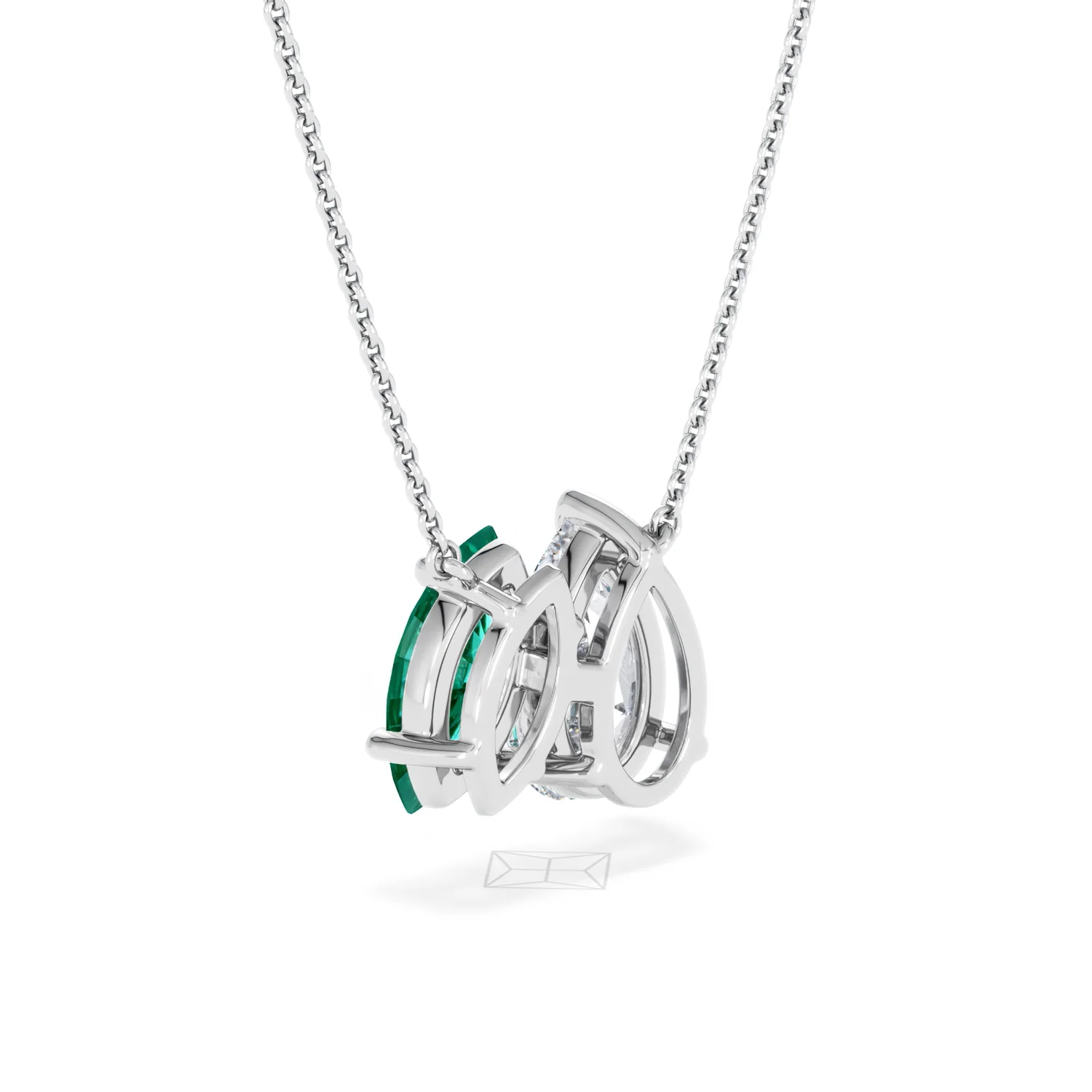 Toi Et Moi 1.50ct Pear Lab Diamond and 1.30ct Marquise Lab Emerald Necklace in 18K White Gold - Image 56