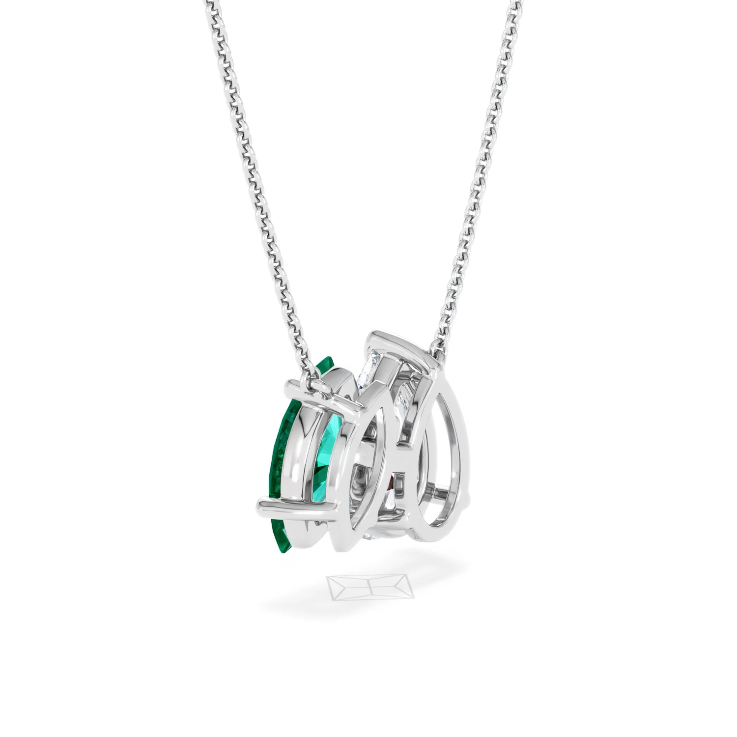 Toi Et Moi 1.50ct Pear Lab Diamond and 1.30ct Marquise Lab Emerald Necklace in 18K White Gold - Image 58