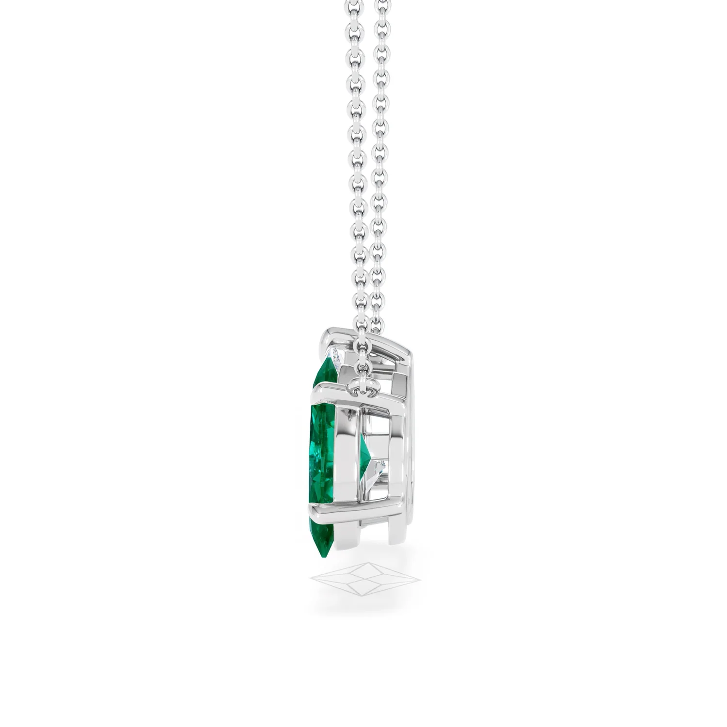 Toi Et Moi 1.50ct Pear Lab Diamond and 1.30ct Marquise Lab Emerald Necklace in 18K White Gold - Image 66