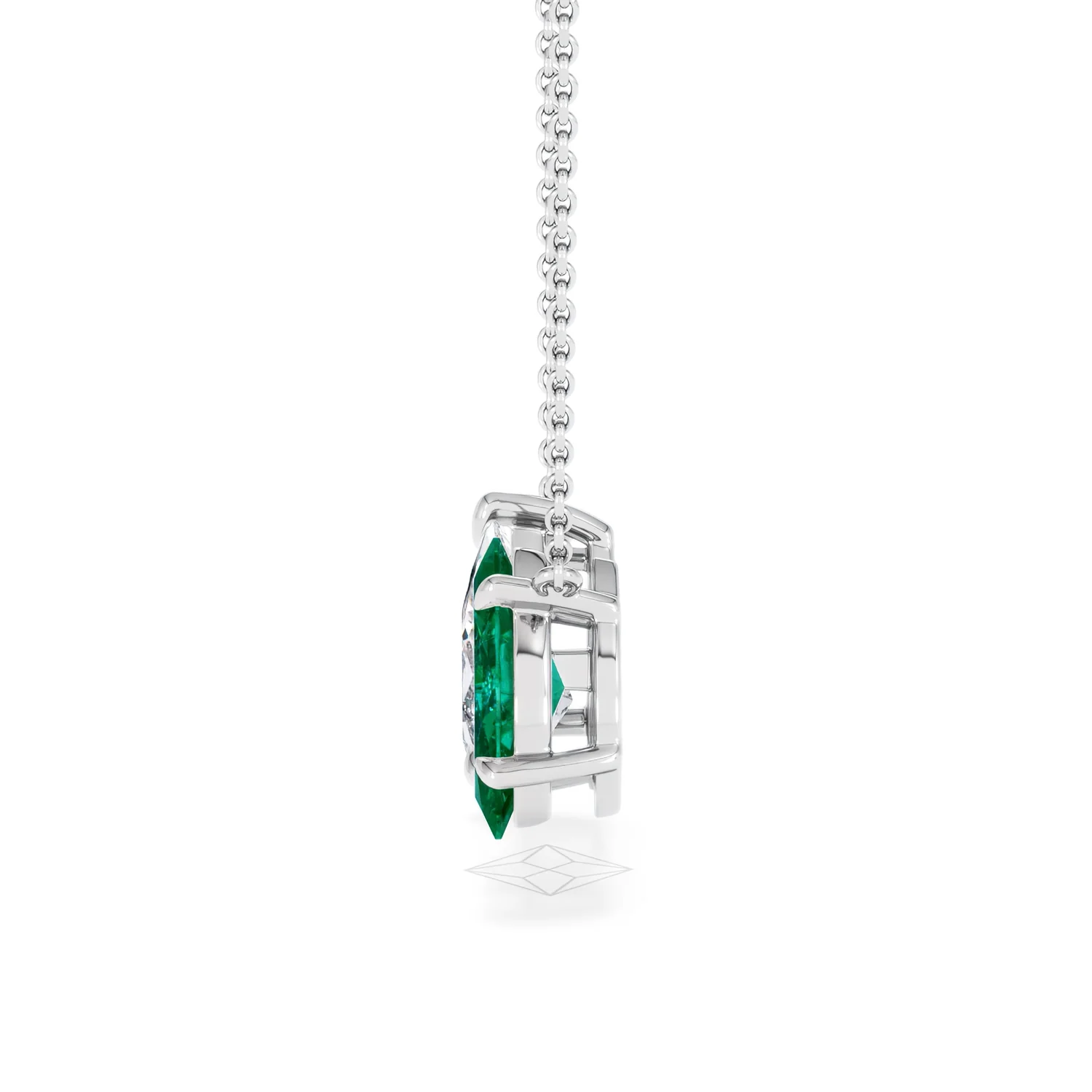 Toi Et Moi 1.50ct Pear Lab Diamond and 1.30ct Marquise Lab Emerald Necklace in 18K White Gold - Image 67