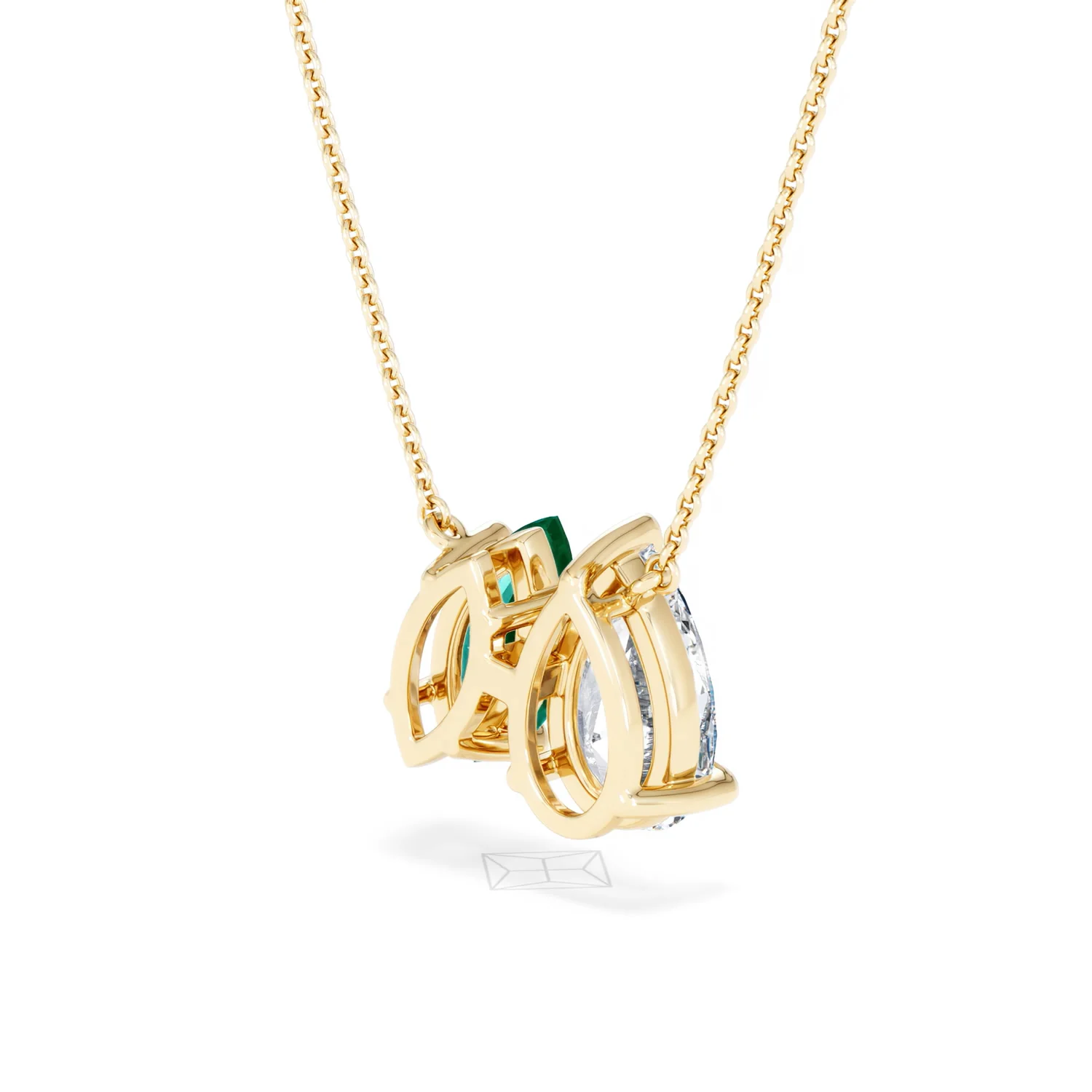 Toi Et Moi 1.50ct Pear Lab Diamond and 1.30ct Marquise Lab Emerald Necklace in 18K Yellow Gold - Image 40