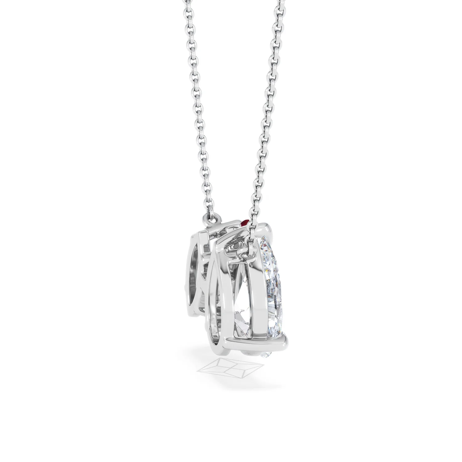 Toi Et Moi 1.50ct Pear Lab Diamond and 1.30ct Marquise Lab Ruby Necklace in 18K White Gold - Image 31