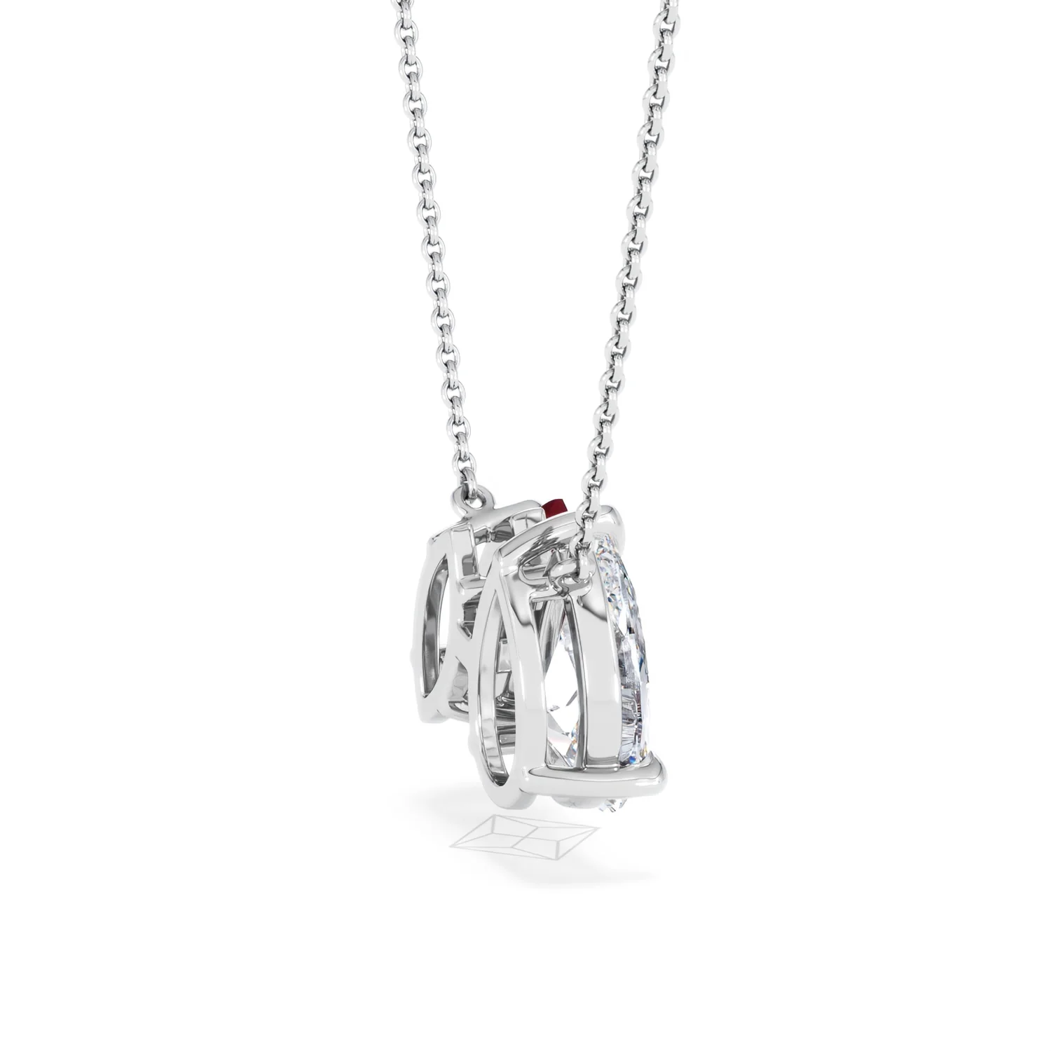 Toi Et Moi 1.50ct Pear Lab Diamond and 1.30ct Marquise Lab Ruby Necklace in 18K White Gold - Image 32